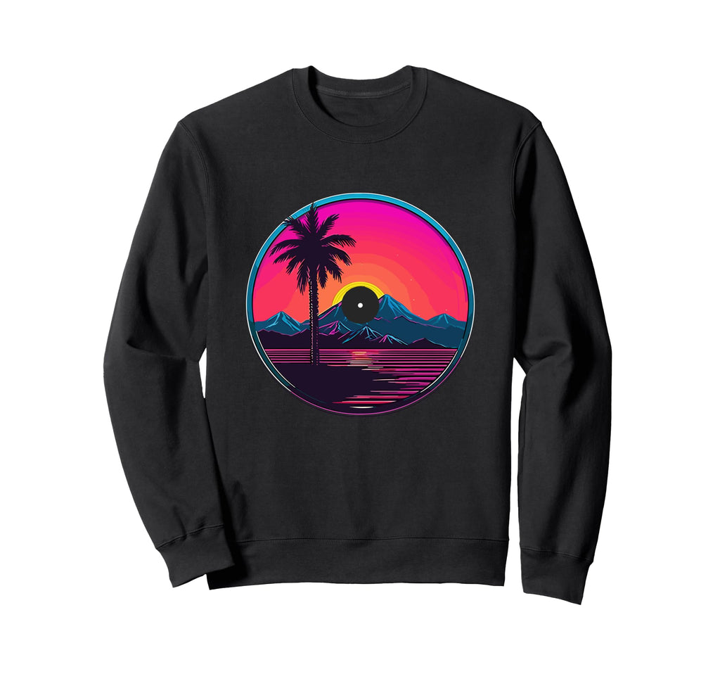 Palm Tree Vinyl Record Sweatshirt - Casual Everyday Wear for Adults - T-Shirt, Sweatshirt, Hoodie