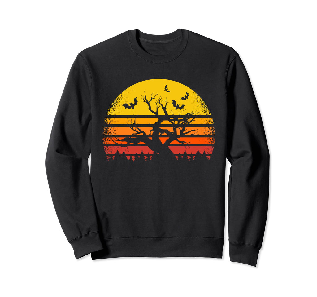 Happy Halloween Tree Scary Sunset 80S Sweatshirt - Graphic Print for Adults - T-Shirt, Sweatshirt, Hoodie