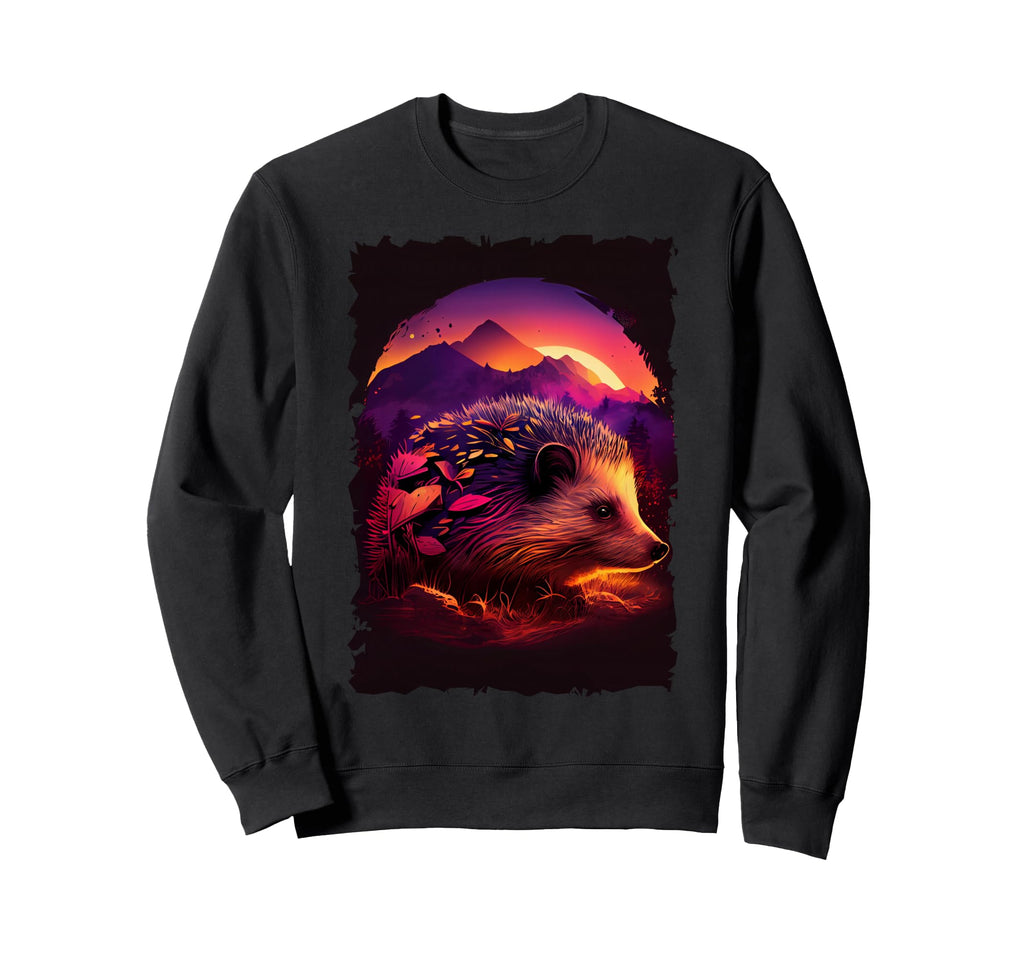Hedgehog Mountains Sunset Hiker 70S Sweatshirt - Streetwear Style Men Women - T-Shirt, Sweatshirt, Hoodie