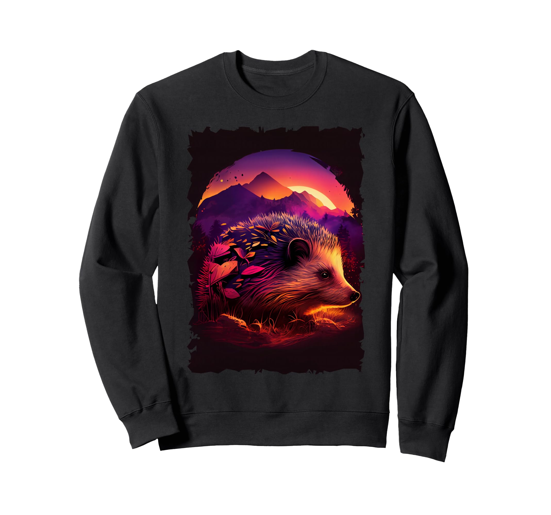 Hedgehog Mountains Sunset Hiker 70S Sweatshirt - Streetwear Style Men Women - T-Shirt, Sweatshirt, Hoodie