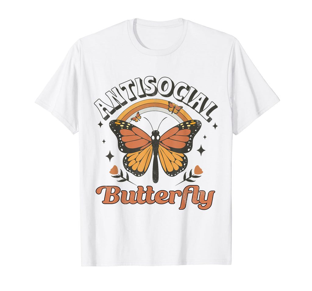 Antisocial Butterfly Funny Introvert T-Shirt - Minimalist Print Men Women - T-Shirt, Sweatshirt, Hoodie