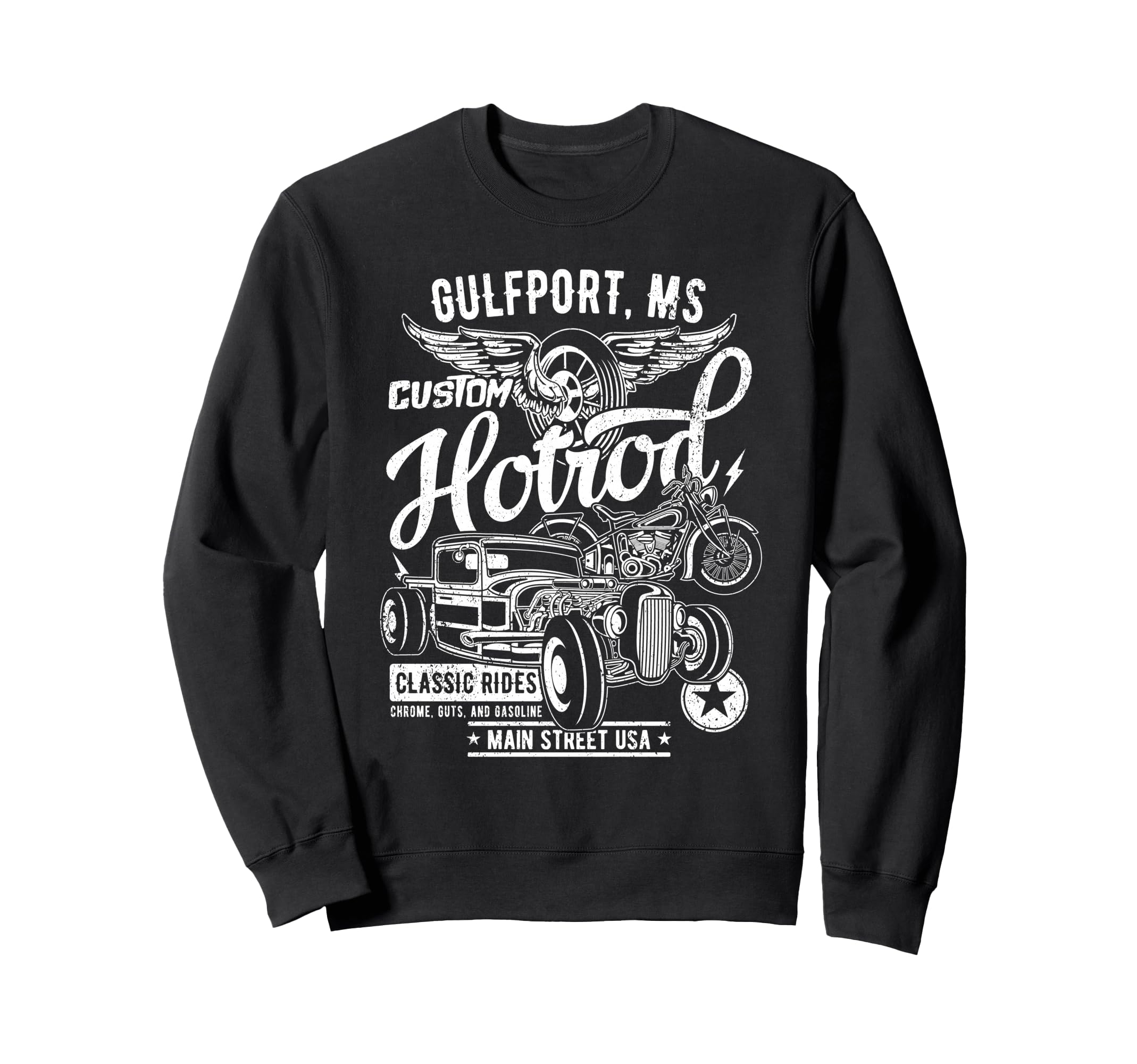 Gulfport Ms Hotrod Car Motorcycle Sweatshirt - Graphic Print Unisex - T-Shirt, Sweatshirt, Hoodie