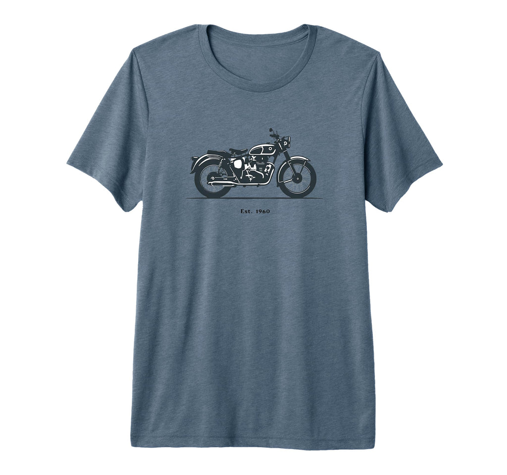 Motorcycle Est 1960 Biker Tri Blend T-Shirt - Minimalist Print Unisex - T-Shirt, Sweatshirt, Hoodie
