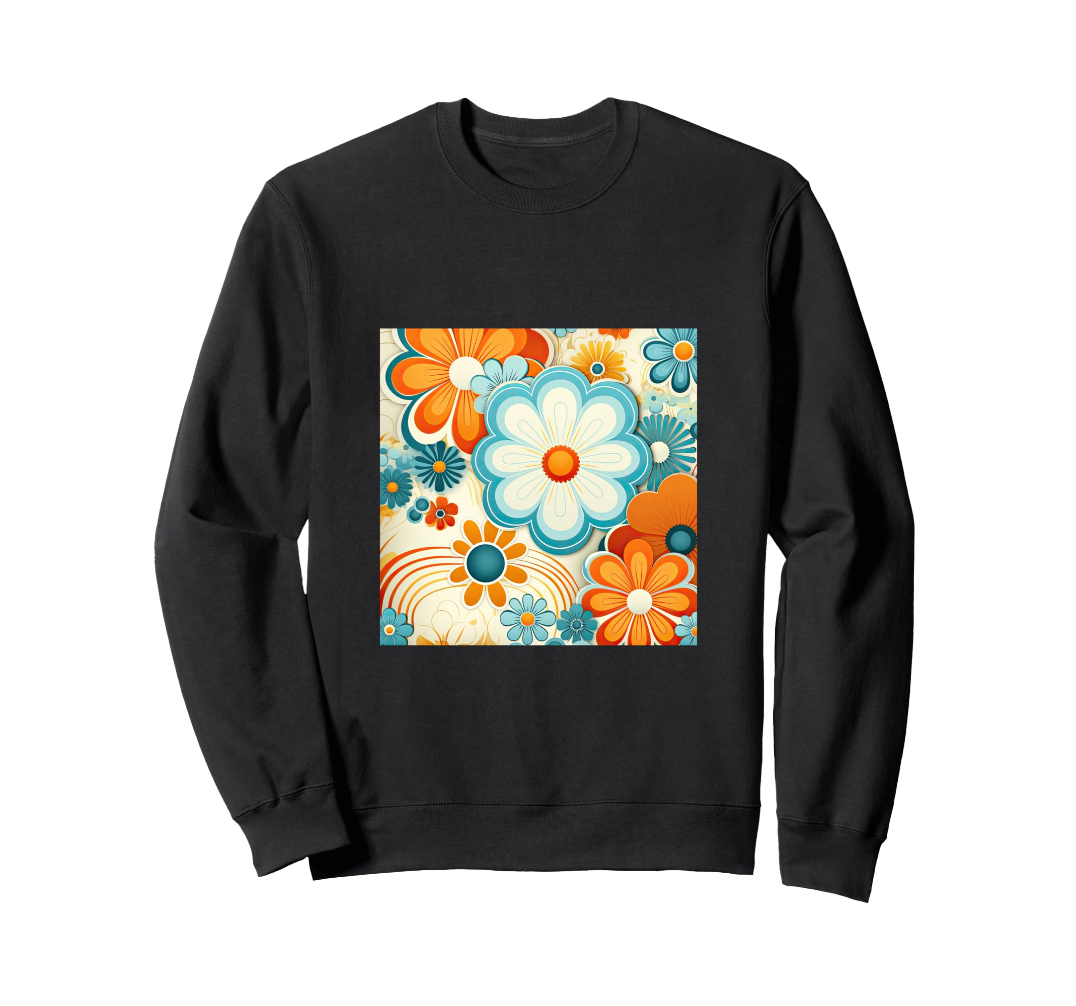 70S Wallpaper Flowers Floral Pattern Sweatshirt - Trendy Graphic for Adults - T-Shirt, Sweatshirt, Hoodie