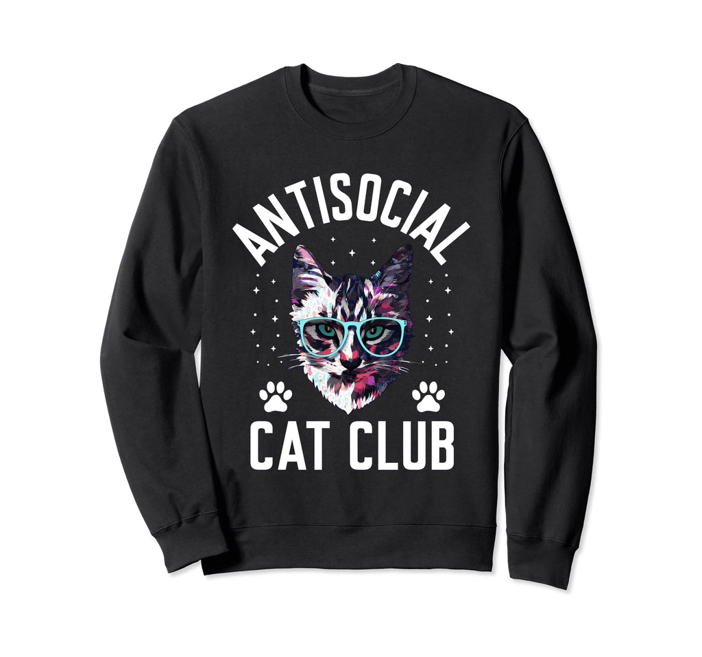 Antisocial Cat Club Introvert Cat Sweatshirt - Graphic Print Men Women - T-Shirt, Sweatshirt, Hoodie
