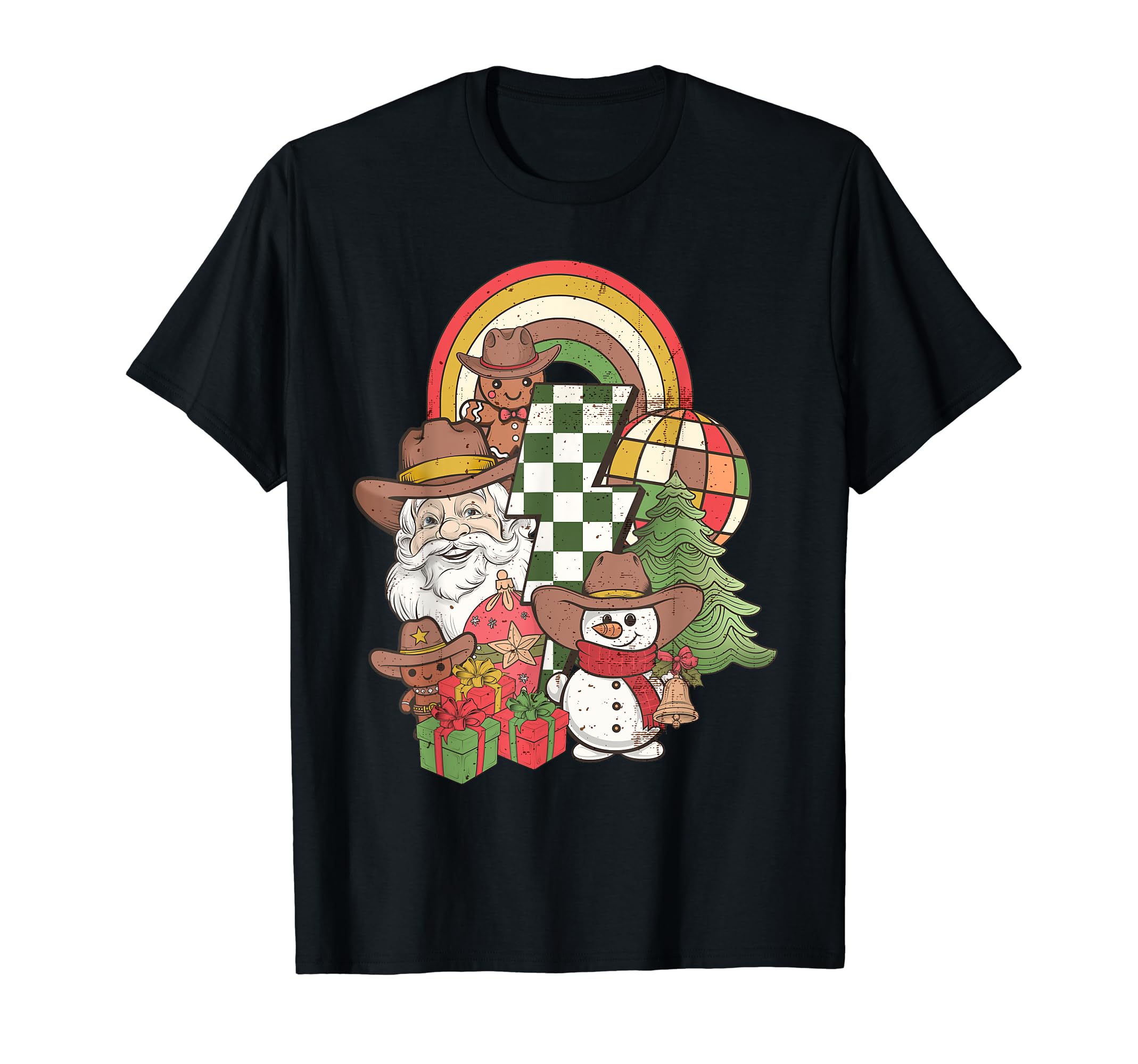 Bright Groovy Santa Western Santa Cowboy T-Shirt - Graphic Print for Adults - T-Shirt, Sweatshirt, Hoodie