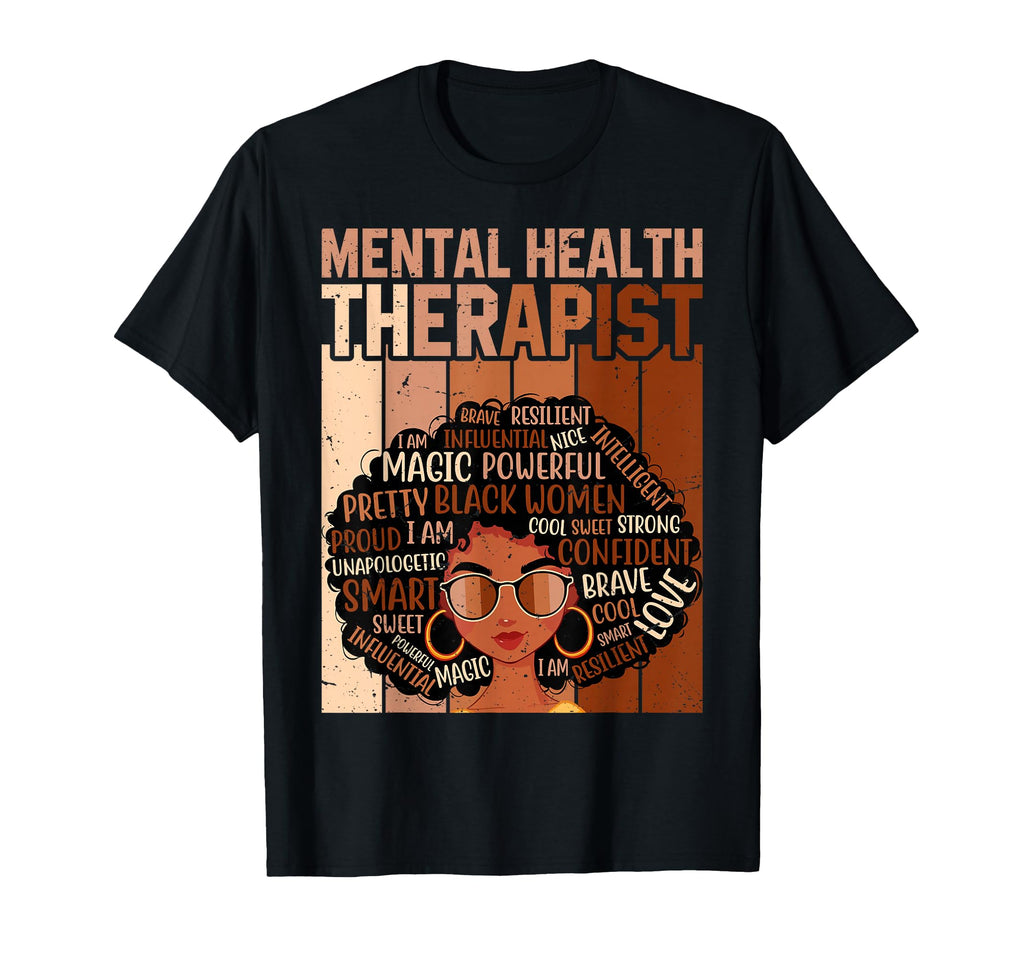 Mental Health Therapist Afro Black T-Shirt - Custom Art Print for Adults - T-Shirt, Sweatshirt, Hoodie