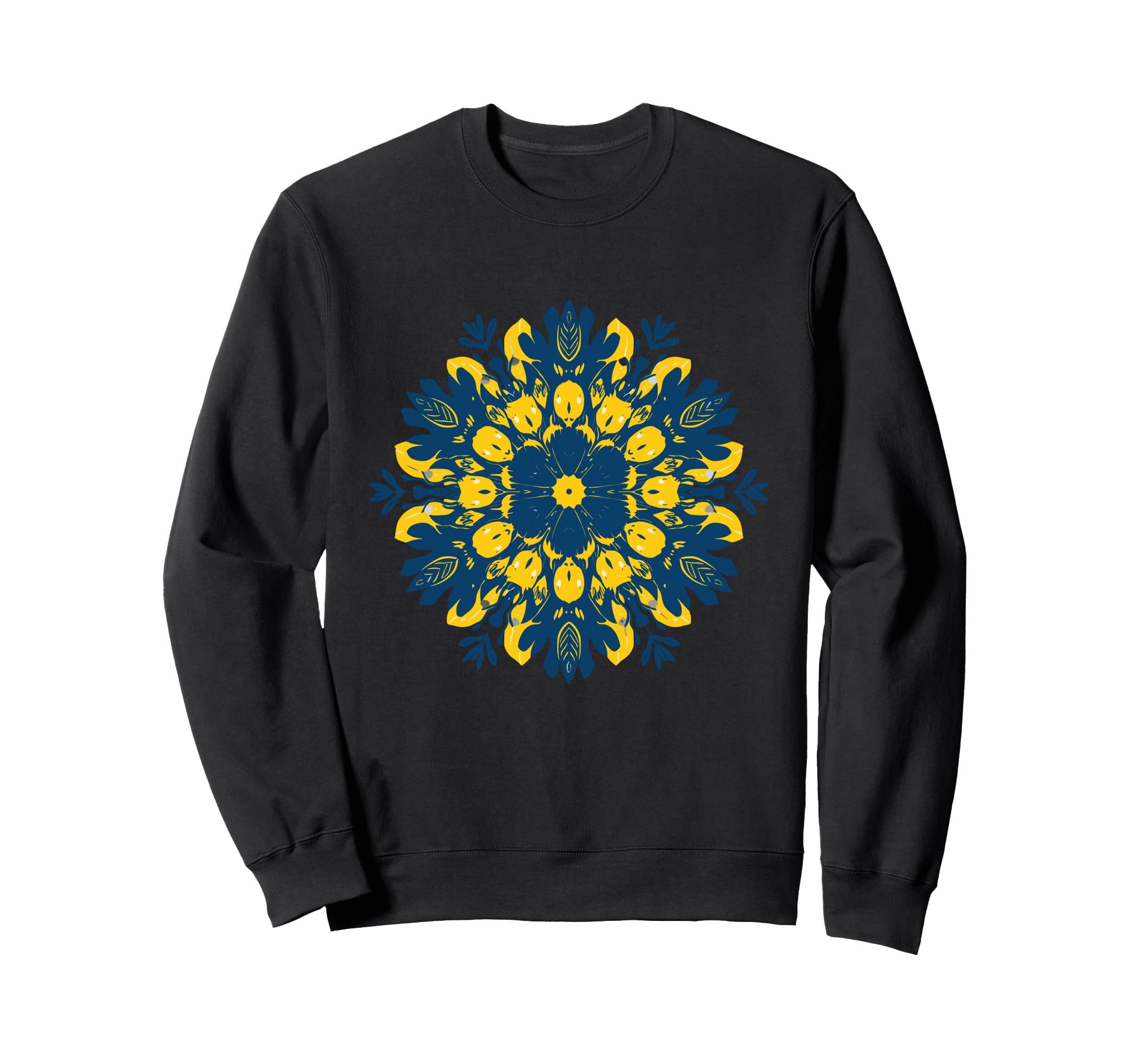 Abstract Floral Mandala Blue Sweatshirt - Casual Everyday Wear Men Women - T-Shirt, Sweatshirt, Hoodie