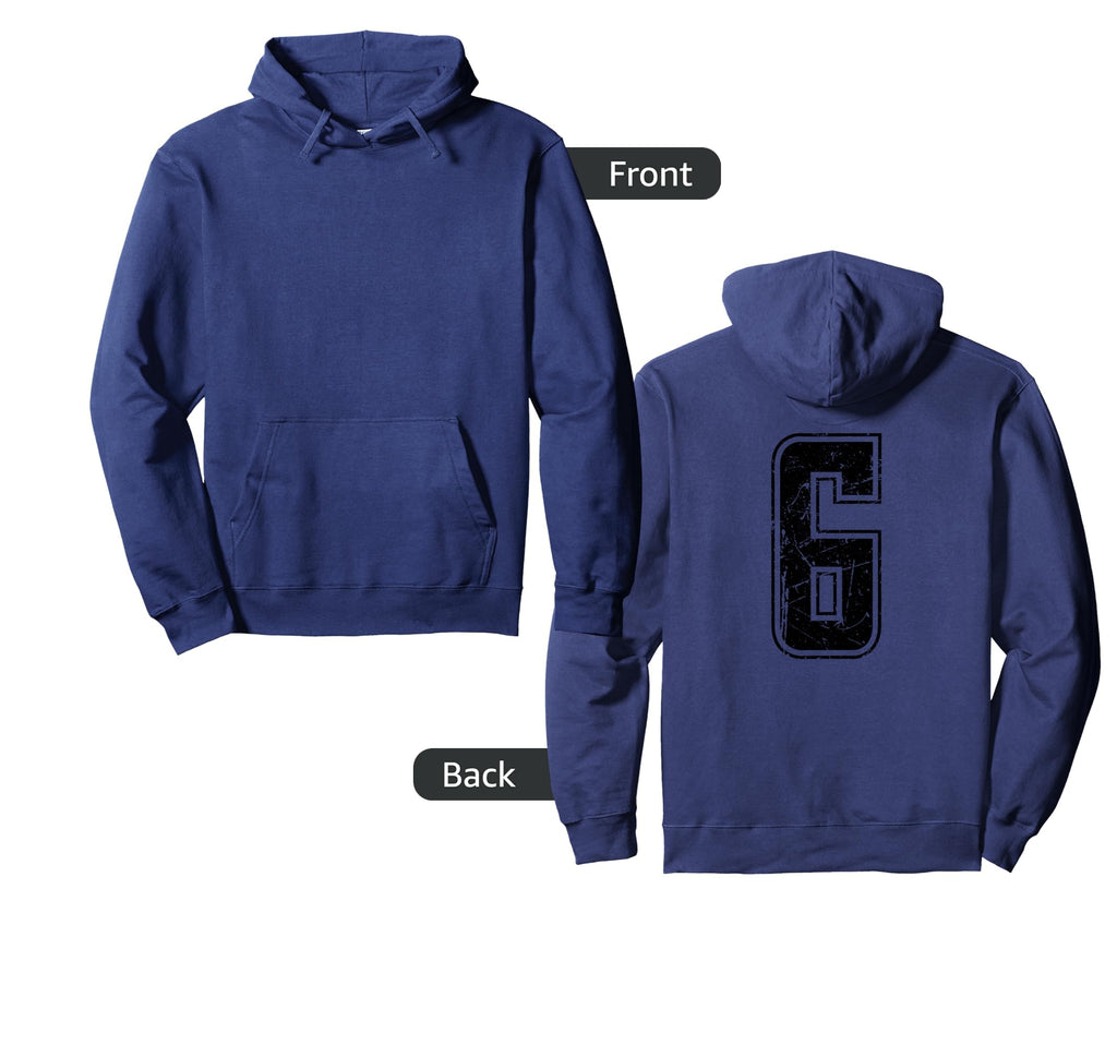 Number 6 Distressed Grunge Back Hoodie - Aesthetic Graphic Men Women - T-Shirt, Sweatshirt, Hoodie