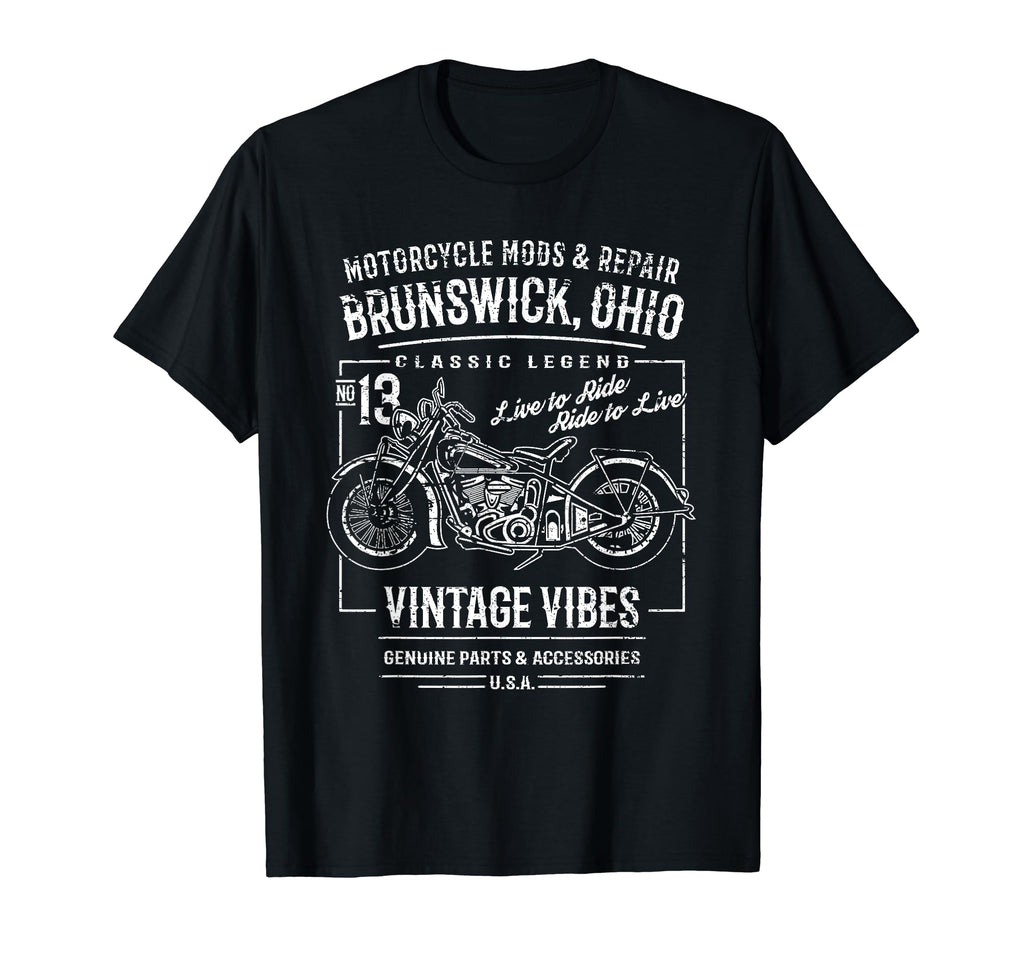 Brunswick Oh Usa Distressed Motorcycle T-Shirt - Custom Art Print Men Women - T-Shirt, Sweatshirt, Hoodie