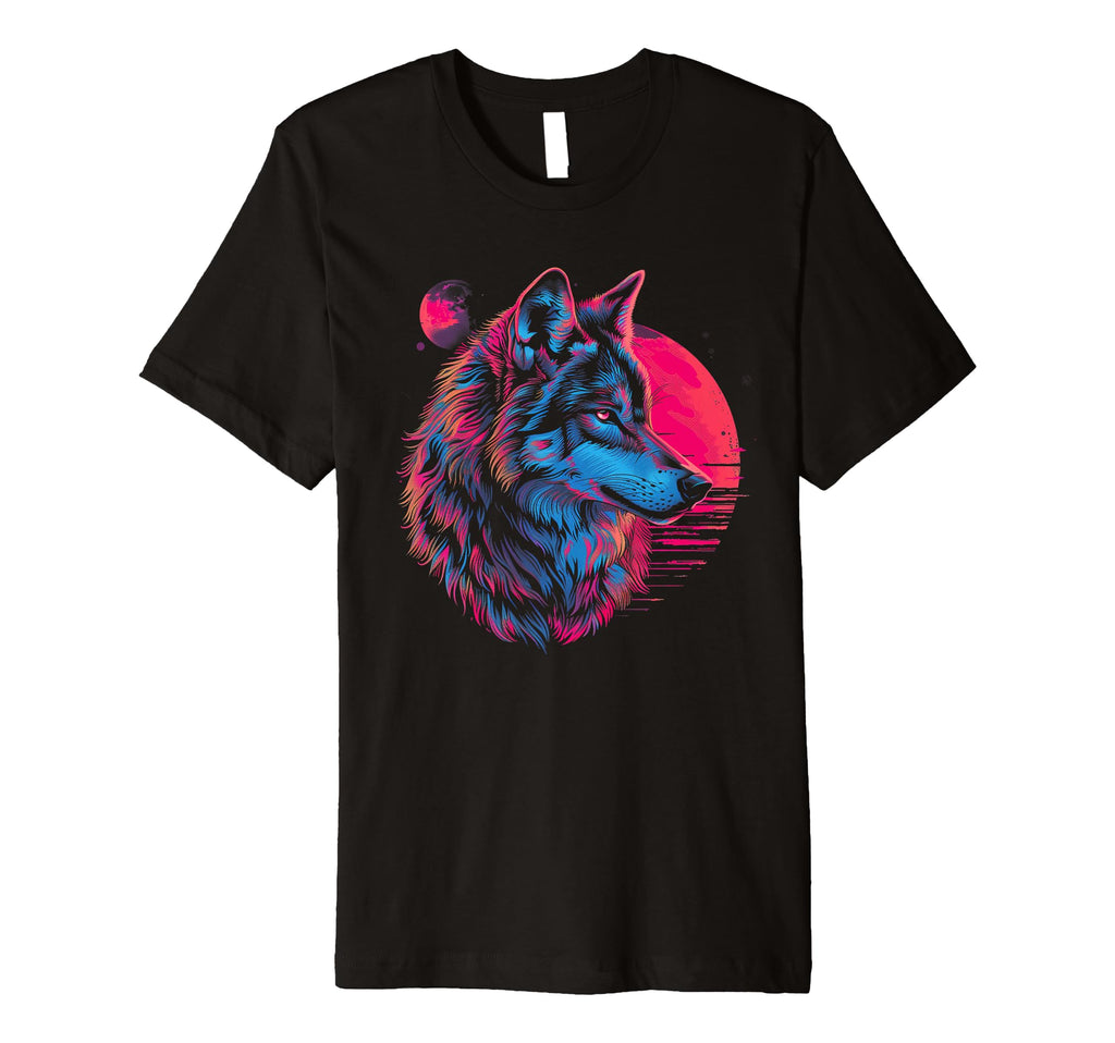 Wolf Vaporwave Aesthetic Synthwave T-Shirt - Novelty Apparel for Adults - T-Shirt, Sweatshirt, Hoodie