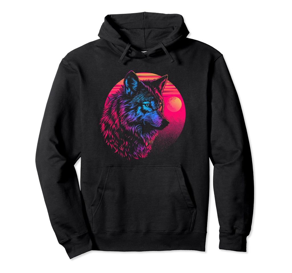 Wolf Vaporwave Aesthetic Synthwave 80S Hoodie - Trendy Graphic Men Women - T-Shirt, Sweatshirt, Hoodie