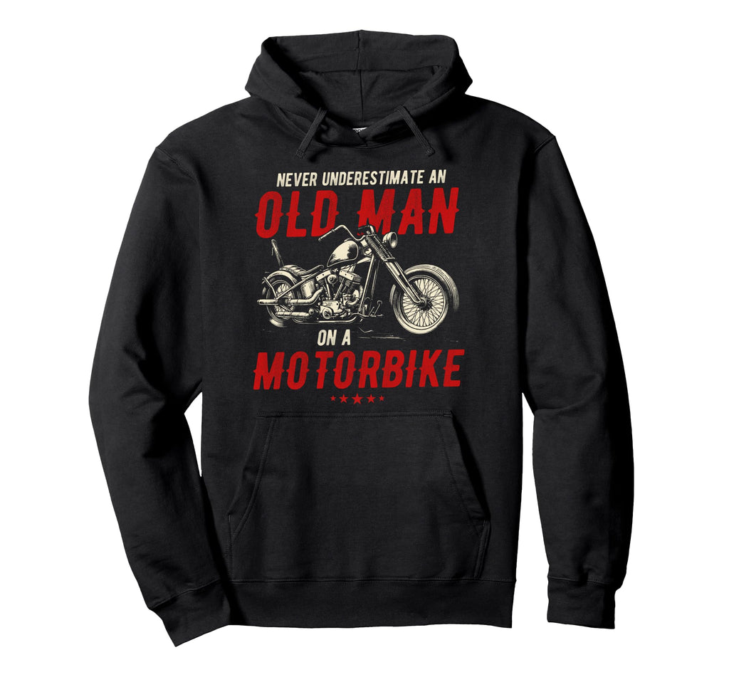 Funny Old Motorbike Motorbike Birthday Hoodie - Minimalist Print for Adults - T-Shirt, Sweatshirt, Hoodie