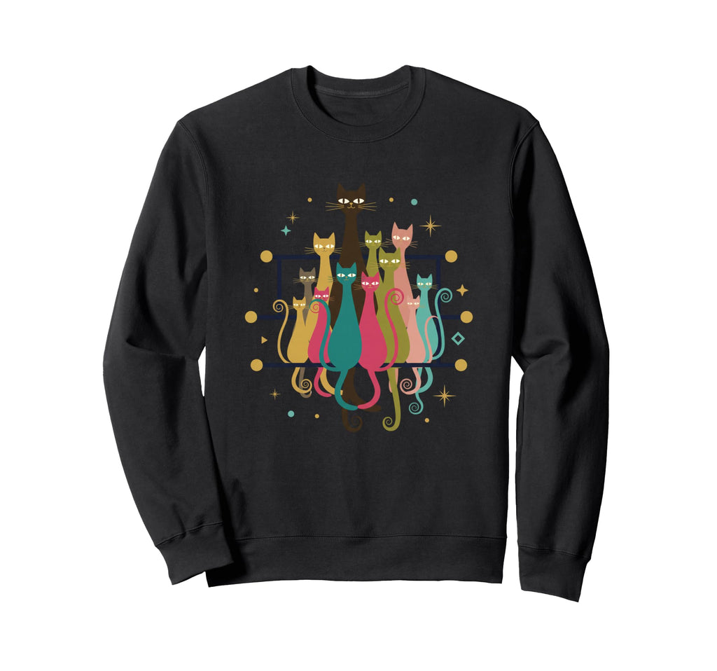 Mid Century Modern Cats Cat Family Sweatshirt - Streetwear Style Men Women - T-Shirt, Sweatshirt, Hoodie