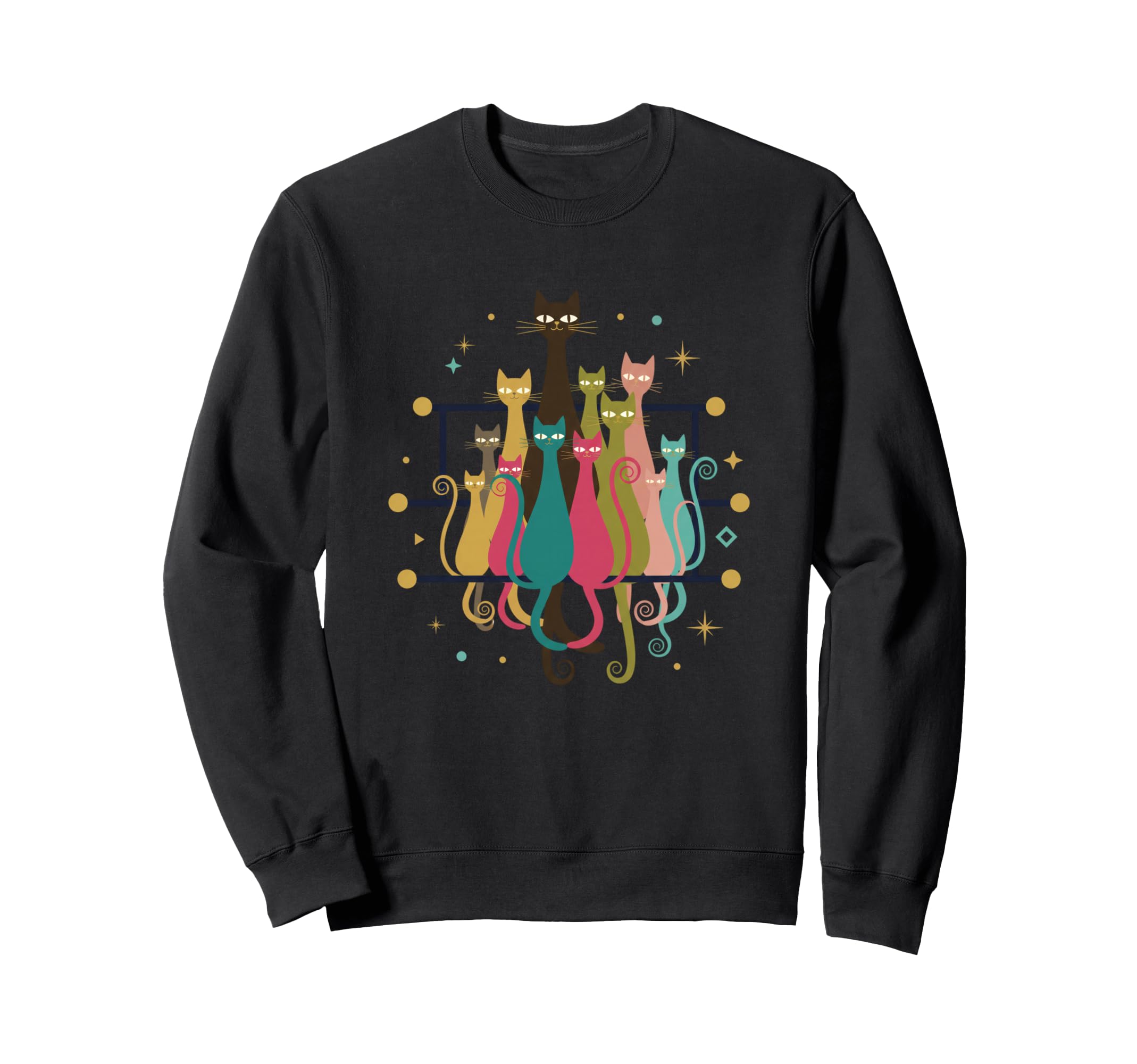 Mid Century Modern Cats Cat Family Sweatshirt - Streetwear Style Men Women - T-Shirt, Sweatshirt, Hoodie