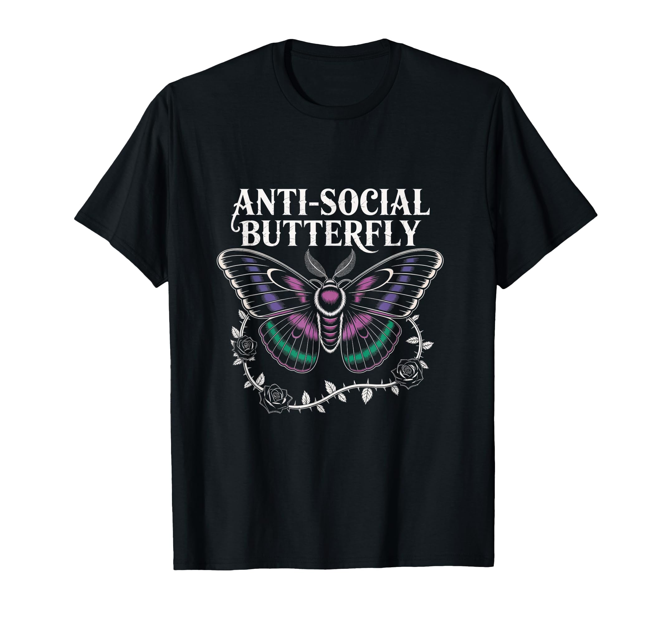 Gothic Antisocial Butterfly Aesthetic T-Shirt - Graphic Print Men Women - T-Shirt, Sweatshirt, Hoodie
