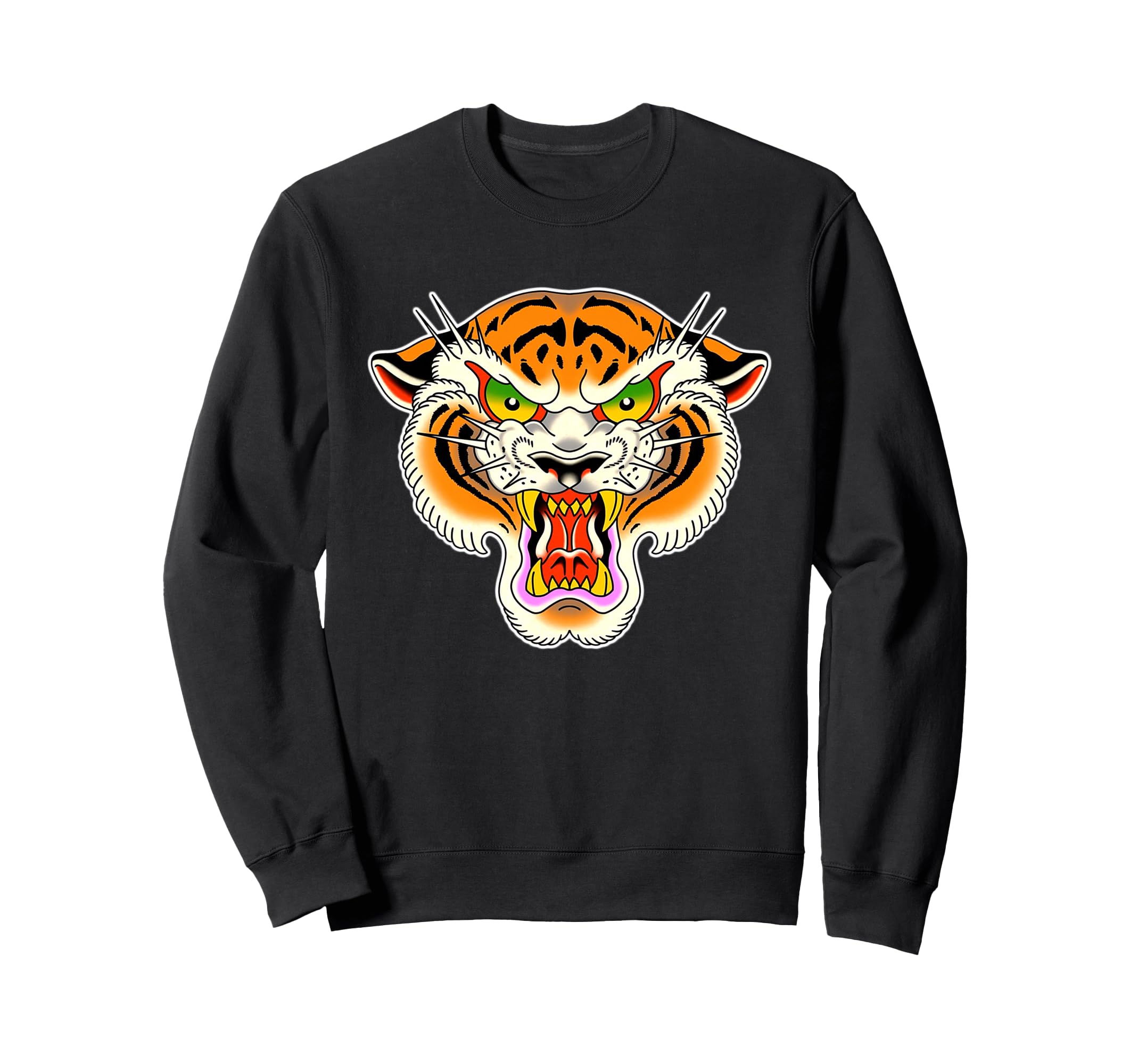 Tiger Head Traditional Tattoo Sweatshirt - Fun Novelty Design for Adults - T-Shirt, Sweatshirt, Hoodie