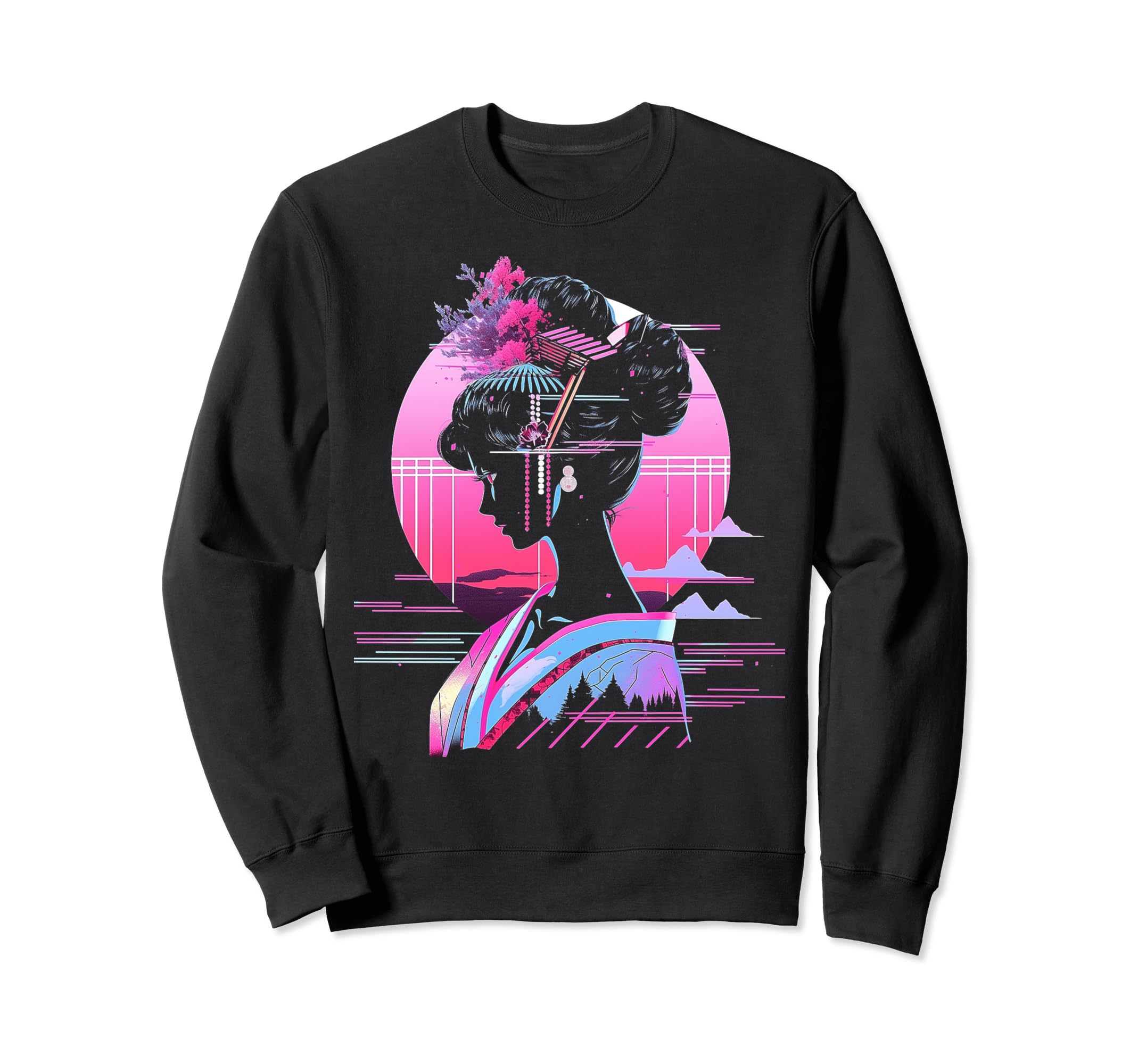 Vaporwave Geisha 80S Sweatshirt - Casual Everyday Wear for Adults - T-Shirt, Sweatshirt, Hoodie