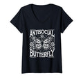 Womens Antisocial Butterfly V Neck T-Shirt - Custom Art Print Unisex - T-Shirt, Sweatshirt, Hoodie