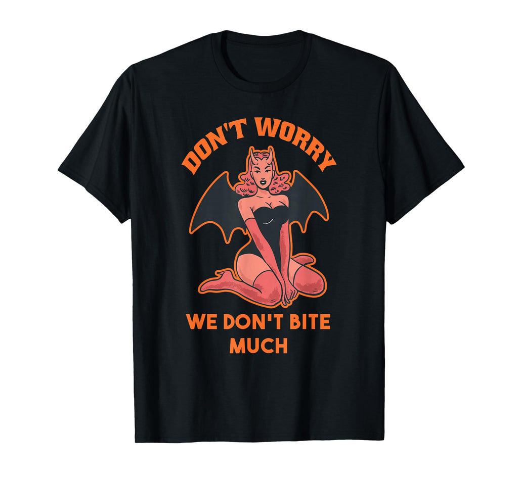 Demon Pin Up Devil Dont Bite Much T-Shirt - Minimalist Print for Adults - T-Shirt, Sweatshirt, Hoodie