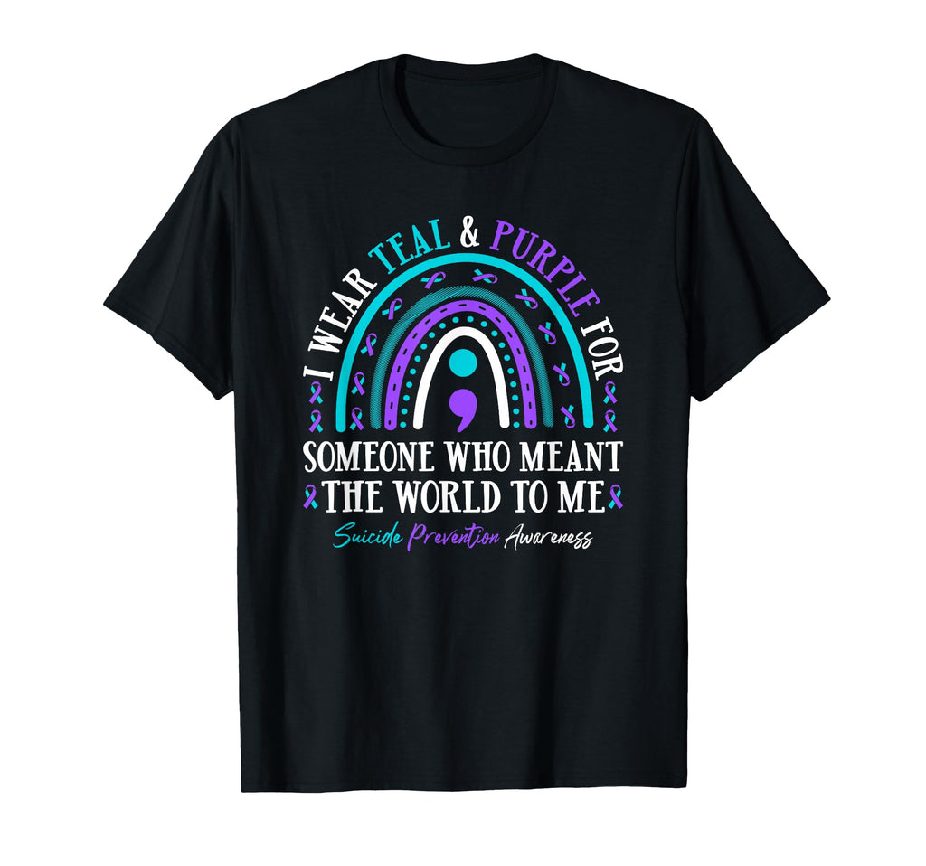 Suicide Prevention I Wear Teal And Purple T-Shirt - Graphic Print Unisex - T-Shirt, Sweatshirt, Hoodie