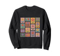 Postage Stamp Boho Flowers Floral Sweatshirt - Graphic Print for Adults - T-Shirt, Sweatshirt, Hoodie