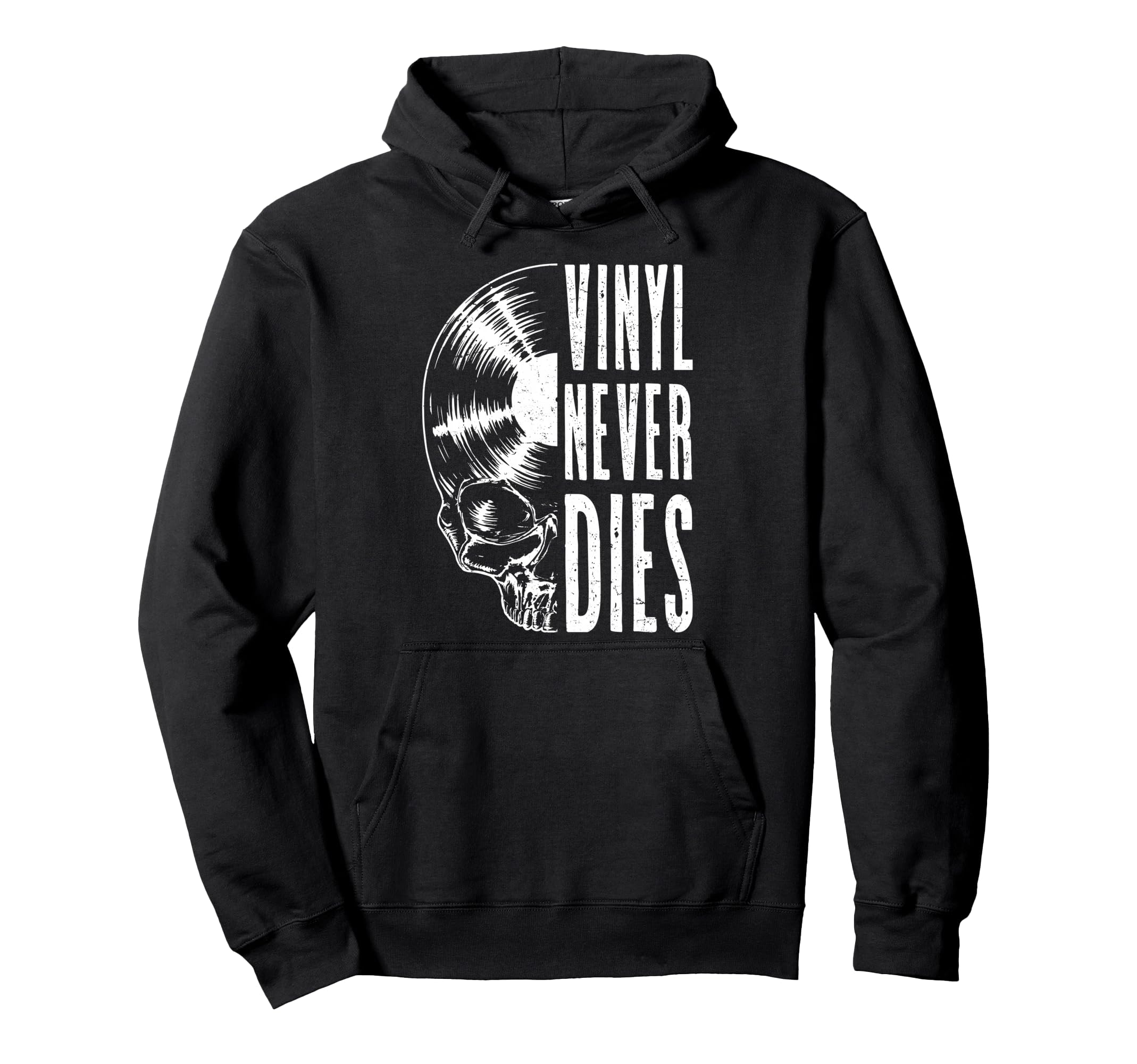 Vinyl Never Dies Record Collector Gothic Hoodie - Minimalist Print Unisex - T-Shirt, Sweatshirt, Hoodie