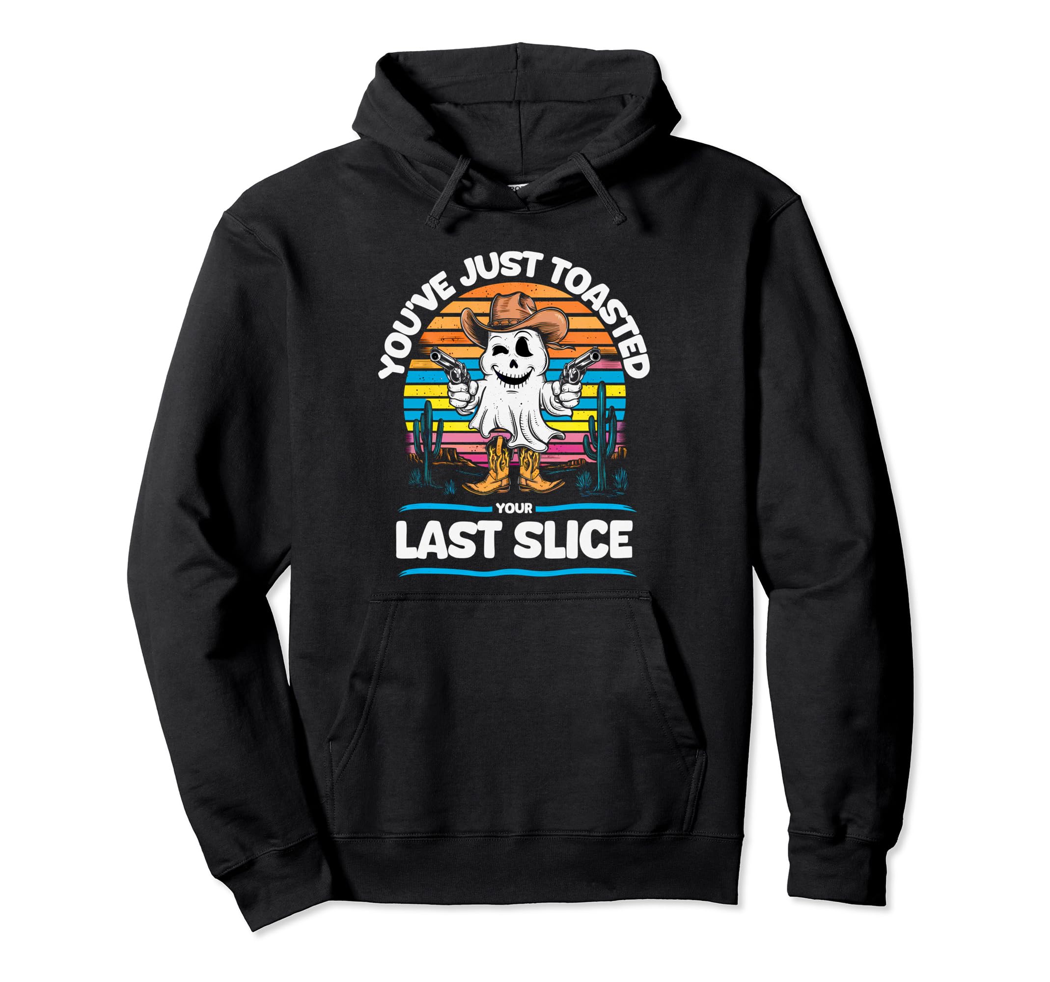 Ghost Halloween Cowboy Funny Western Hoodie - Unique Graphic Men Women - T-Shirt, Sweatshirt, Hoodie
