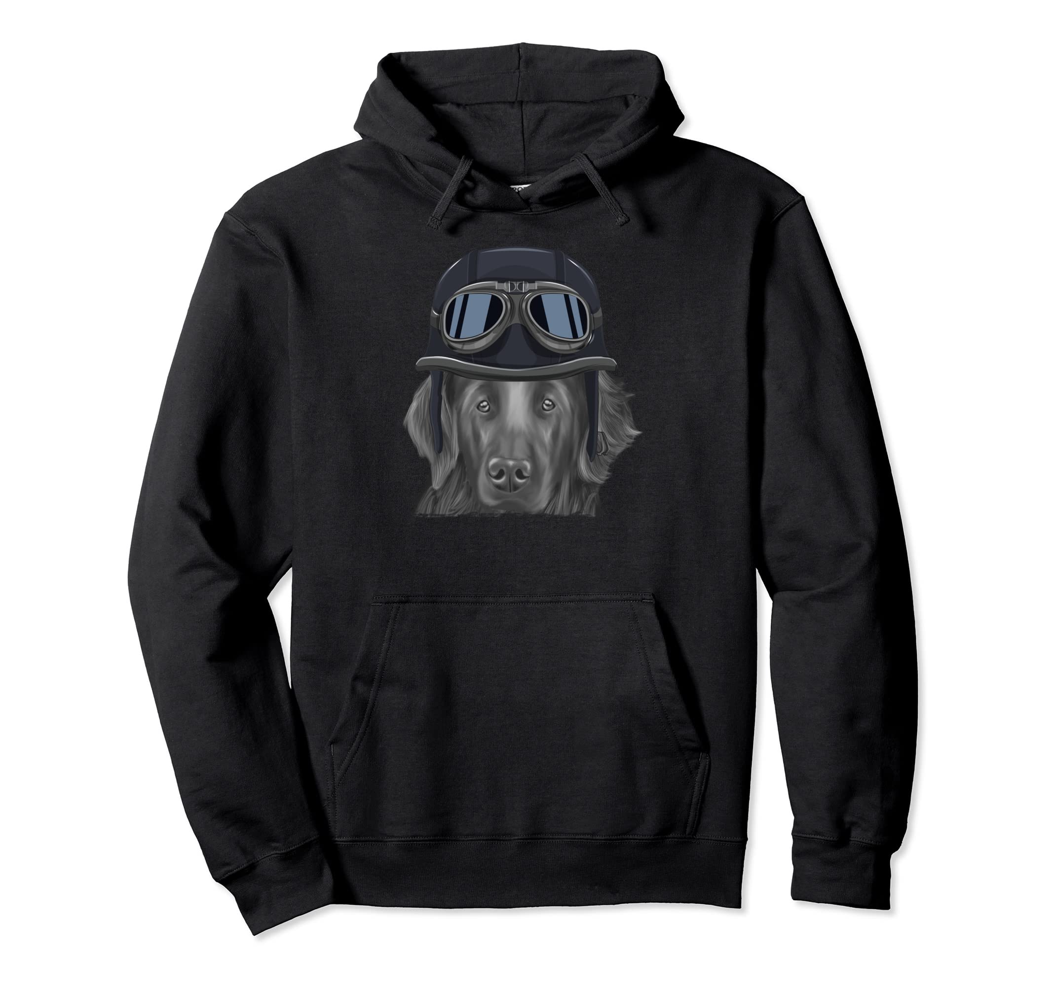 Flat Coated Retriever Wearing Hoodie - Aesthetic Graphic Men Women - T-Shirt, Sweatshirt, Hoodie