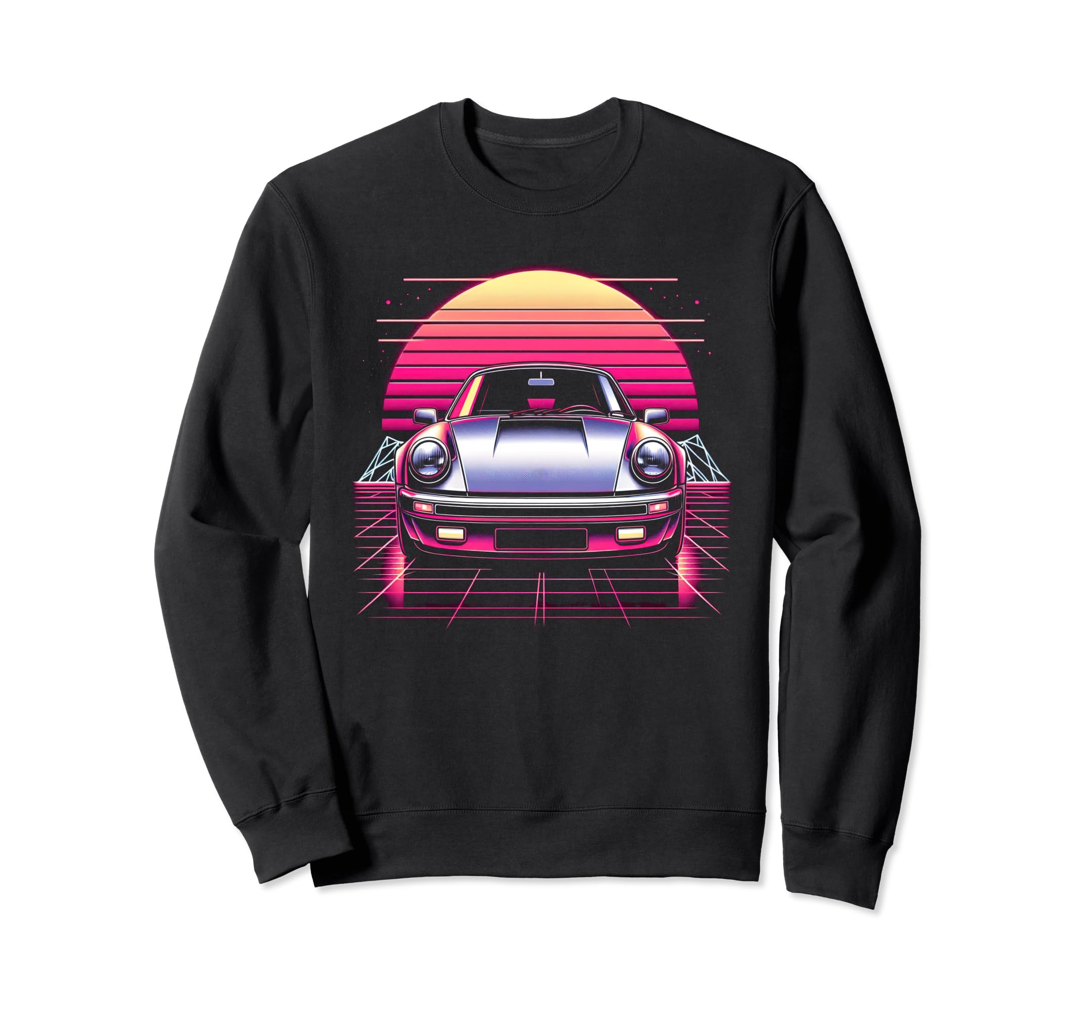 Synthwave Retrowave 80S Sports Car Sweatshirt - Novelty Apparel for Adults - T-Shirt, Sweatshirt, Hoodie