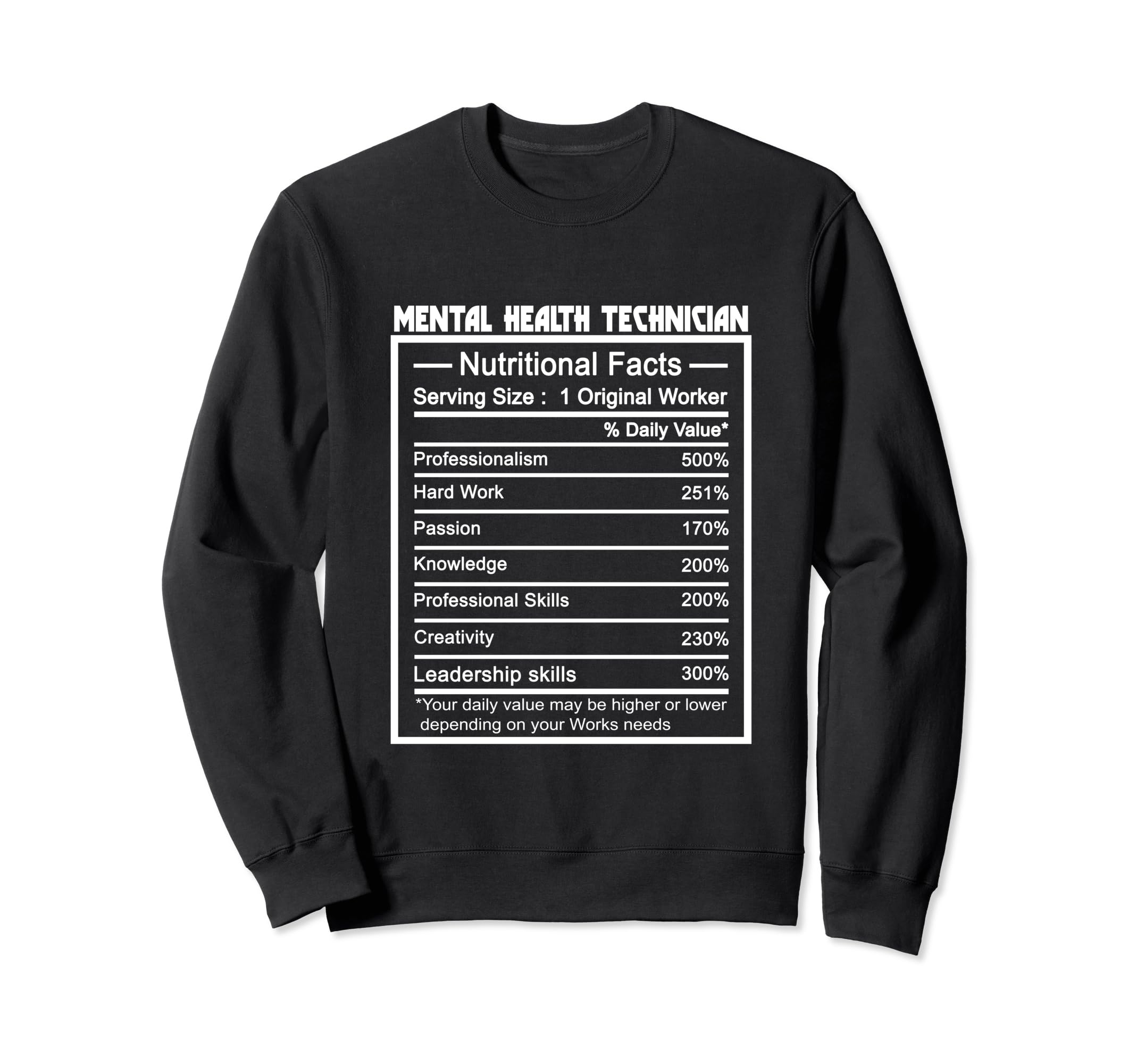 Funny Job Title Nutrition Facts Sweatshirt - Trendy Graphic for Adults - T-Shirt, Sweatshirt, Hoodie