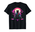 Synthwave Cat Samurai Mediation T-Shirt - Novelty Apparel Men Women - T-Shirt, Sweatshirt, Hoodie