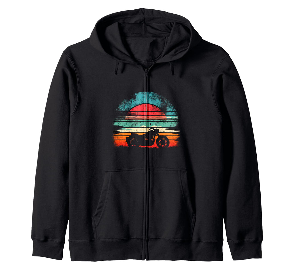 Motorcycle Sunset Hoodie - Minimalist Print Unisex - T-Shirt, Sweatshirt, Hoodie