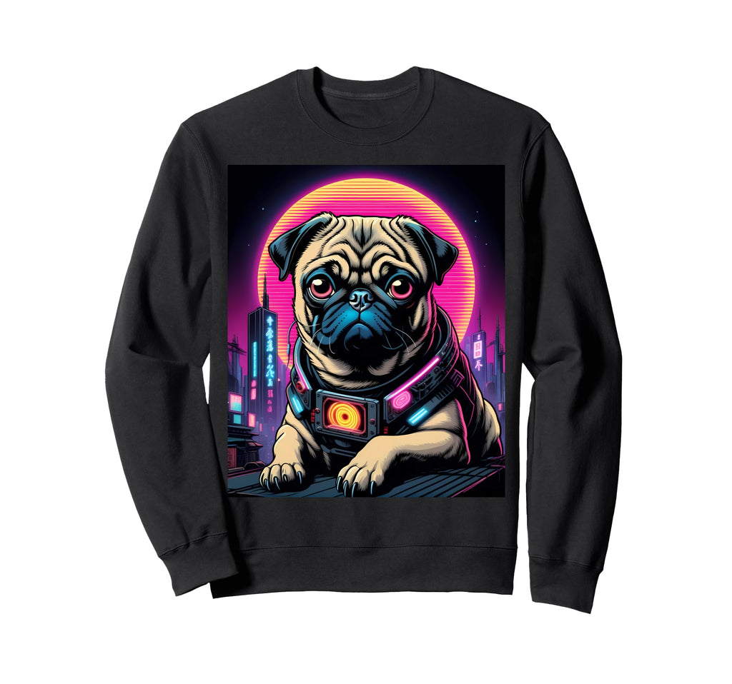 Japanese Vaporwave Pug 80S Sweatshirt - Novelty Apparel for Adults - T-Shirt, Sweatshirt, Hoodie