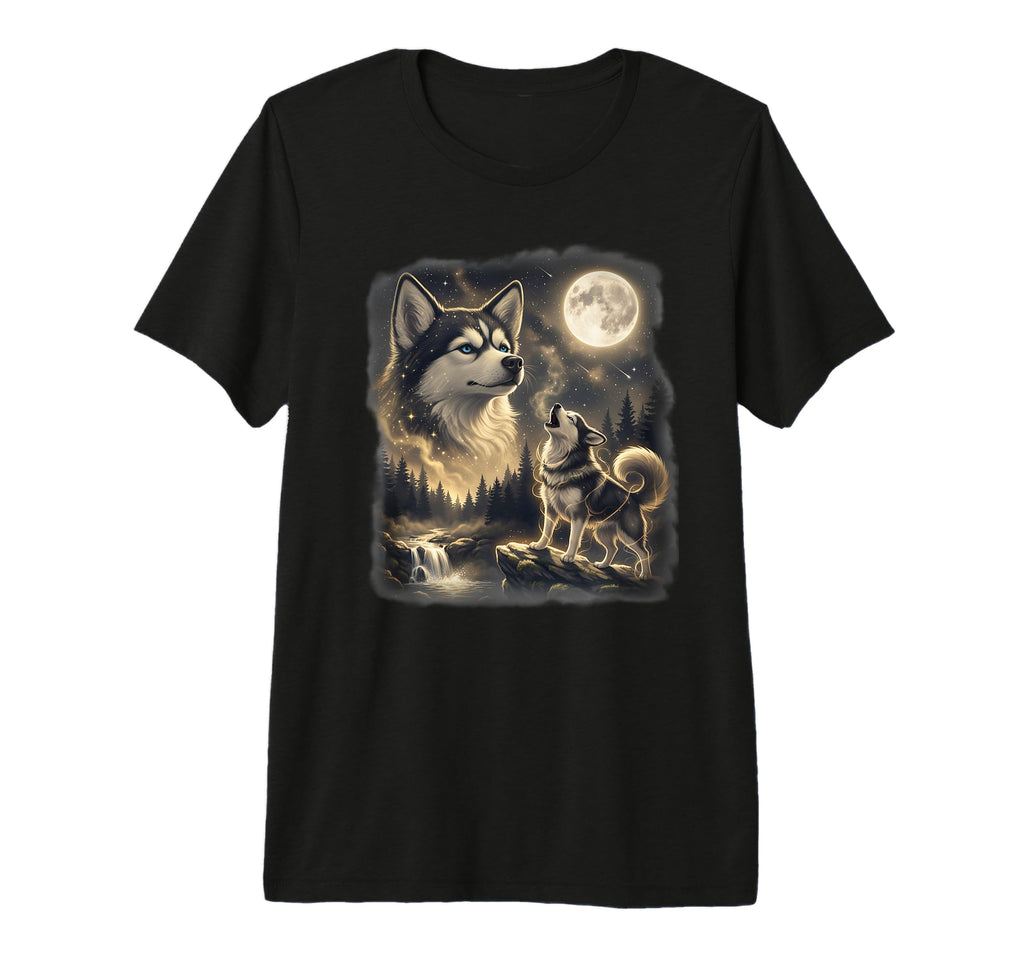 Siberian Husky Howling To Moon 90S T-Shirt - Aesthetic Graphic for Adults - T-Shirt, Sweatshirt, Hoodie