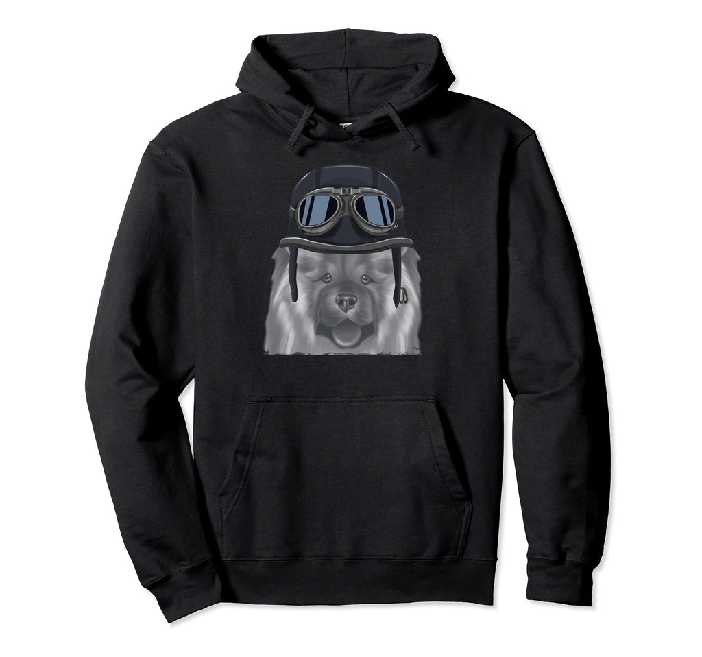 Chow Chow Wearing Motorcycle Helmet Hoodie - Fun Novelty Design for Adults - T-Shirt, Sweatshirt, Hoodie