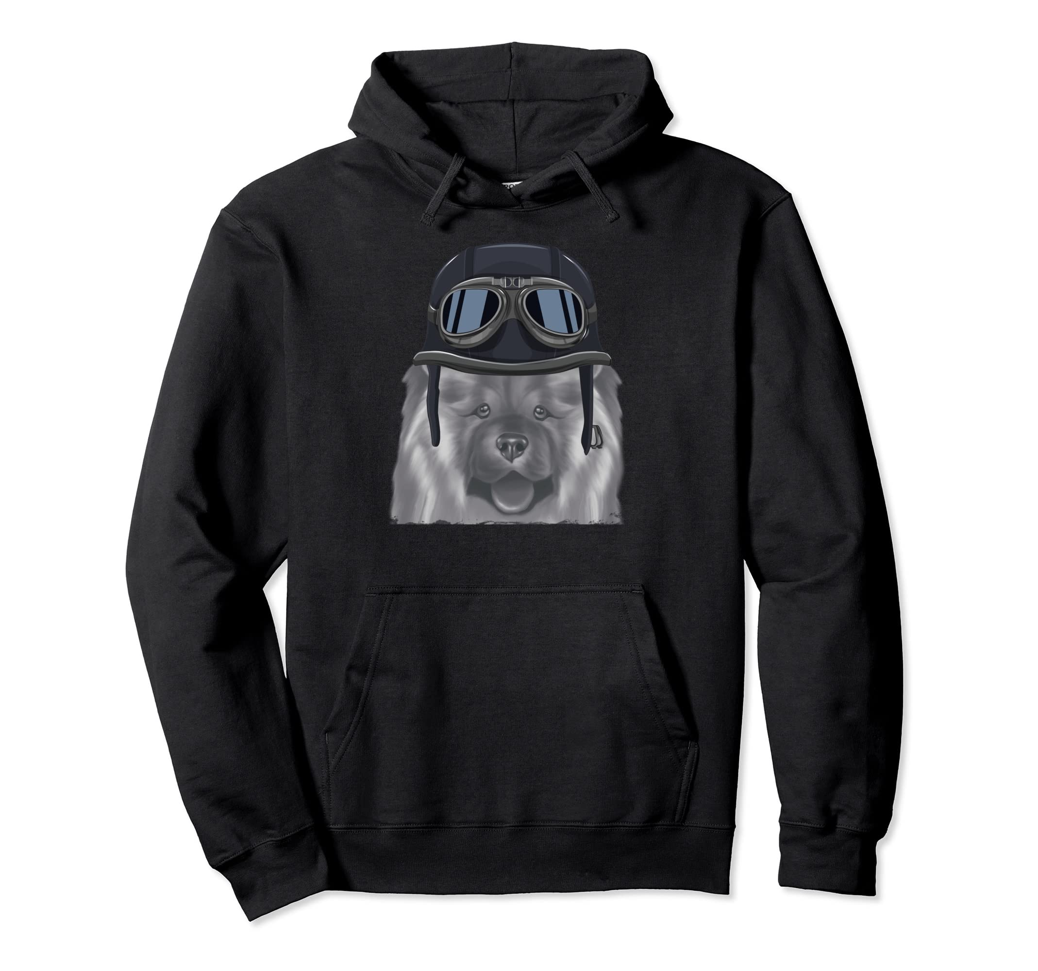 Chow Chow Wearing Motorcycle Helmet Hoodie - Fun Novelty Design for Adults - T-Shirt, Sweatshirt, Hoodie