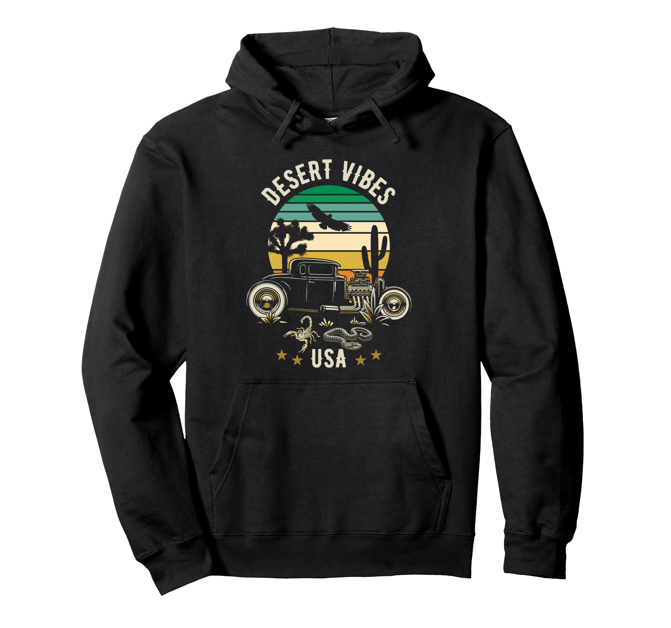 Desert Vibes Southwest Usa Hotrod Hoodie - Custom Art Print Unisex - T-Shirt, Sweatshirt, Hoodie