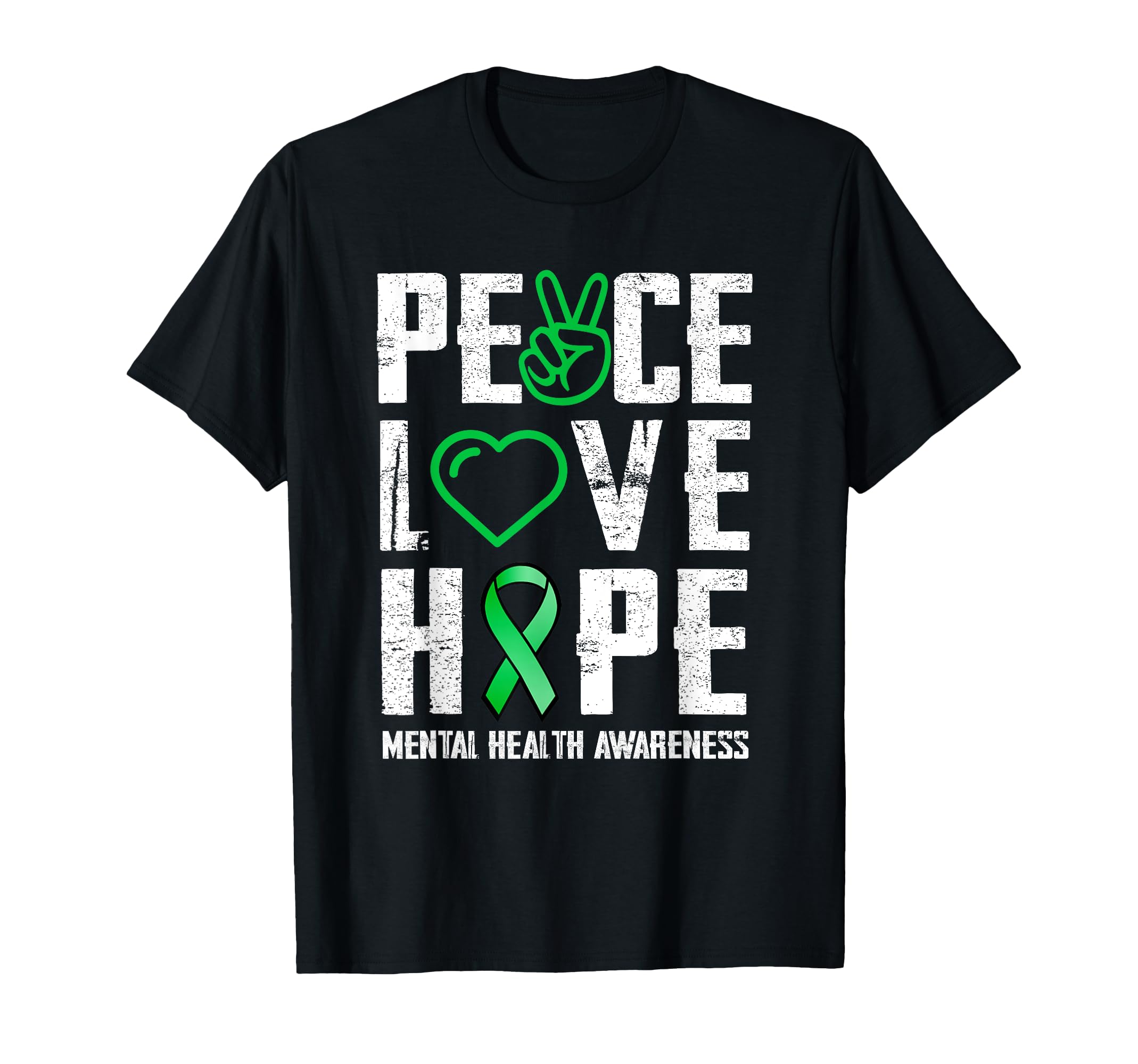 Peace Love Hope Green Ribbon Funny T-Shirt - Trendy Graphic for Adults - T-Shirt, Sweatshirt, Hoodie