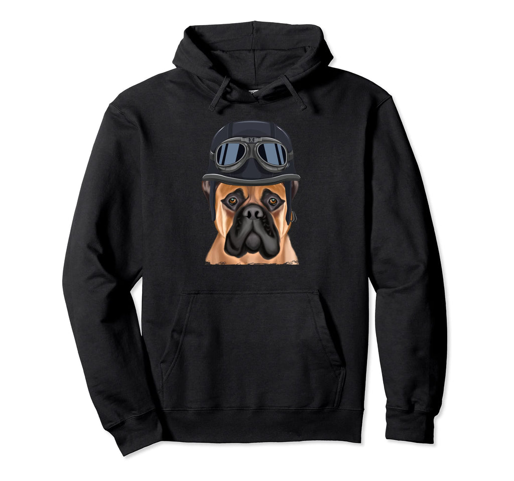 Funny Motorcycle Helmet Bullmastiff Hoodie - Casual Everyday Wear Unisex - T-Shirt, Sweatshirt, Hoodie