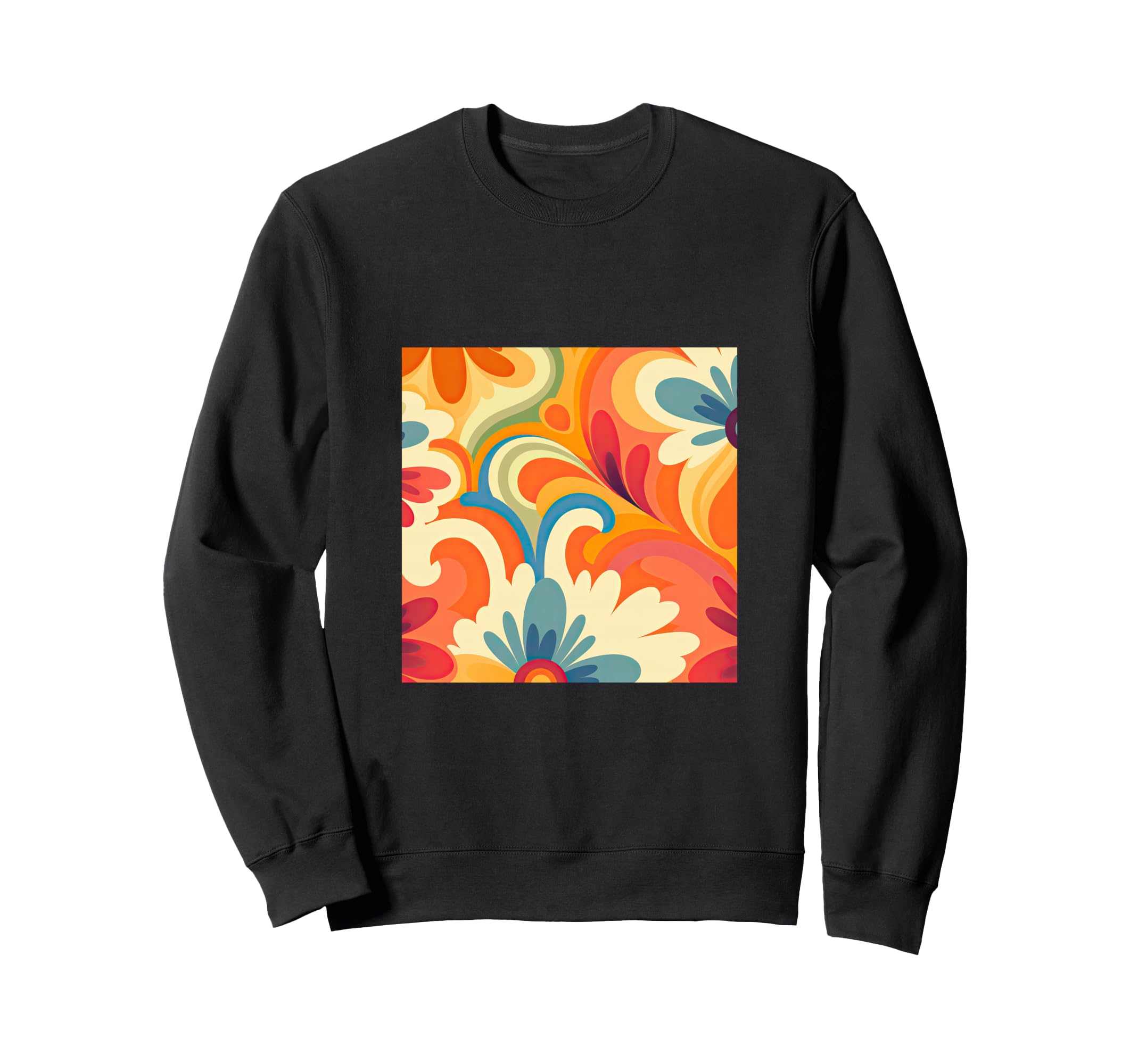 70S Wallpaper Flowers Floral Sweatshirt - Novelty Apparel for Adults - T-Shirt, Sweatshirt, Hoodie