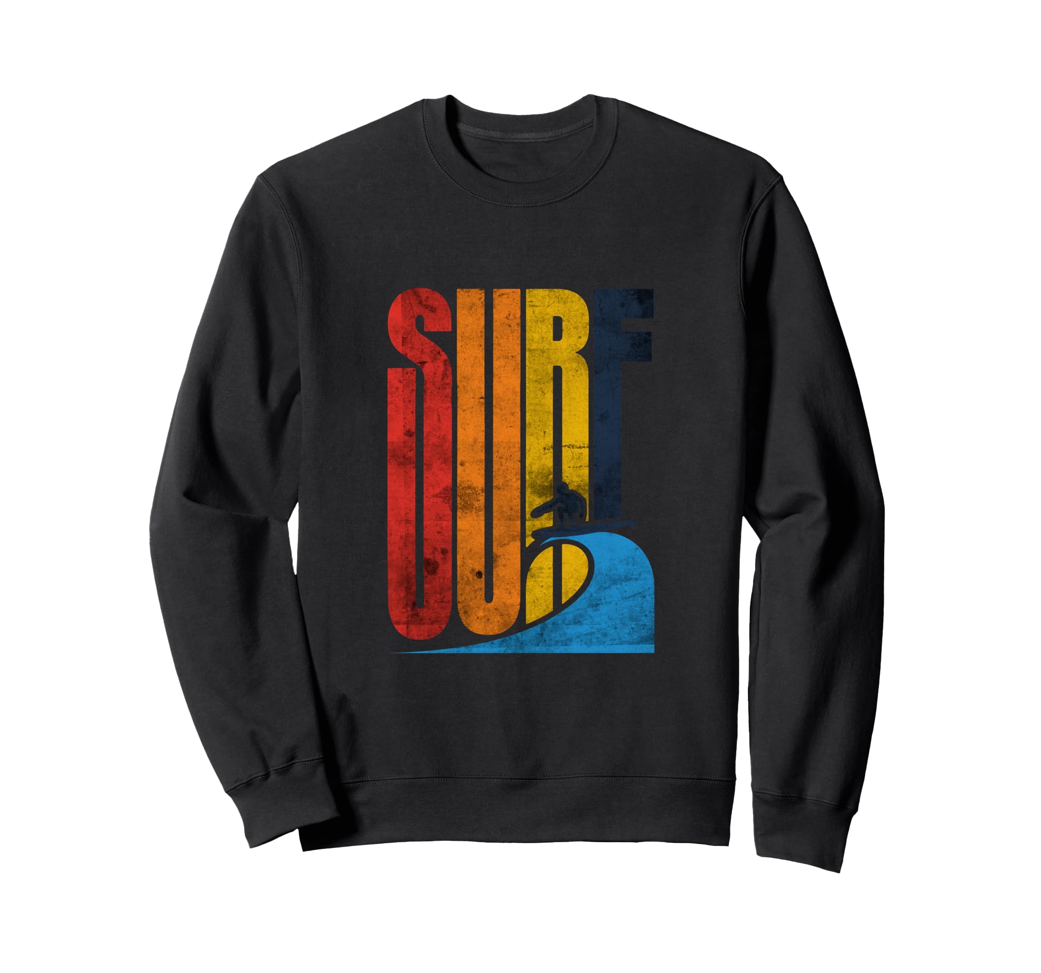 Distressed Beach Surfer And Sweatshirt - Fun Novelty Design for Adults - T-Shirt, Sweatshirt, Hoodie