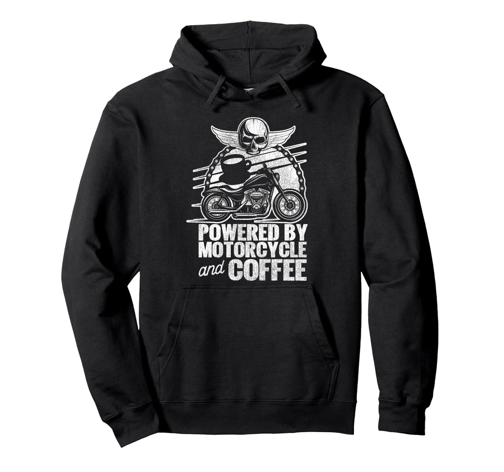 Motorcycle Biker Coffee Powered Hoodie - Fun Novelty Design Men Women - T-Shirt, Sweatshirt, Hoodie