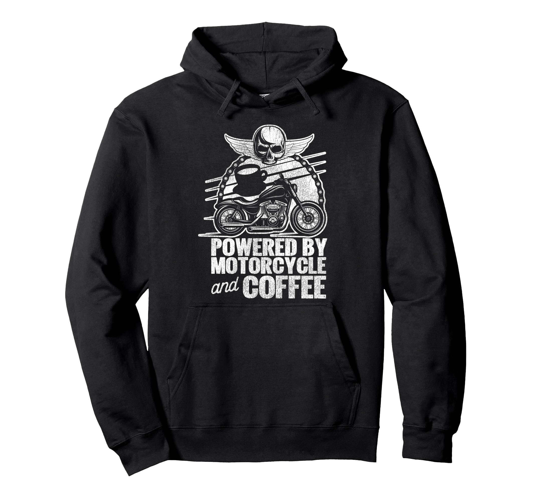 Motorcycle Biker Coffee Powered Hoodie - Fun Novelty Design Men Women - T-Shirt, Sweatshirt, Hoodie