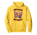 Groovy Anti Social Butterfly Ironic Hoodie - Aesthetic Graphic for Adults - T-Shirt, Sweatshirt, Hoodie