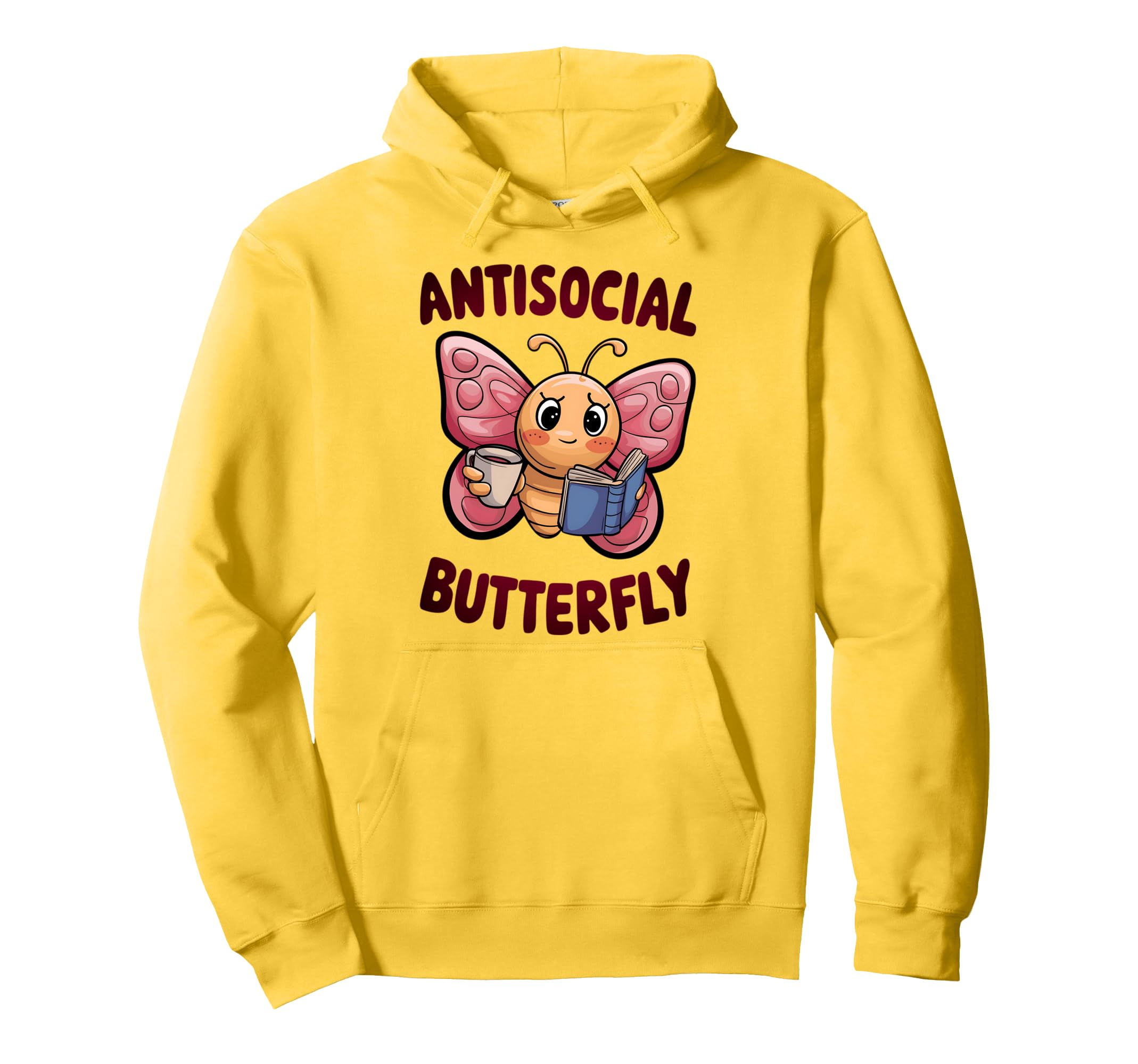 Groovy Anti Social Butterfly Ironic Hoodie - Aesthetic Graphic for Adults - T-Shirt, Sweatshirt, Hoodie