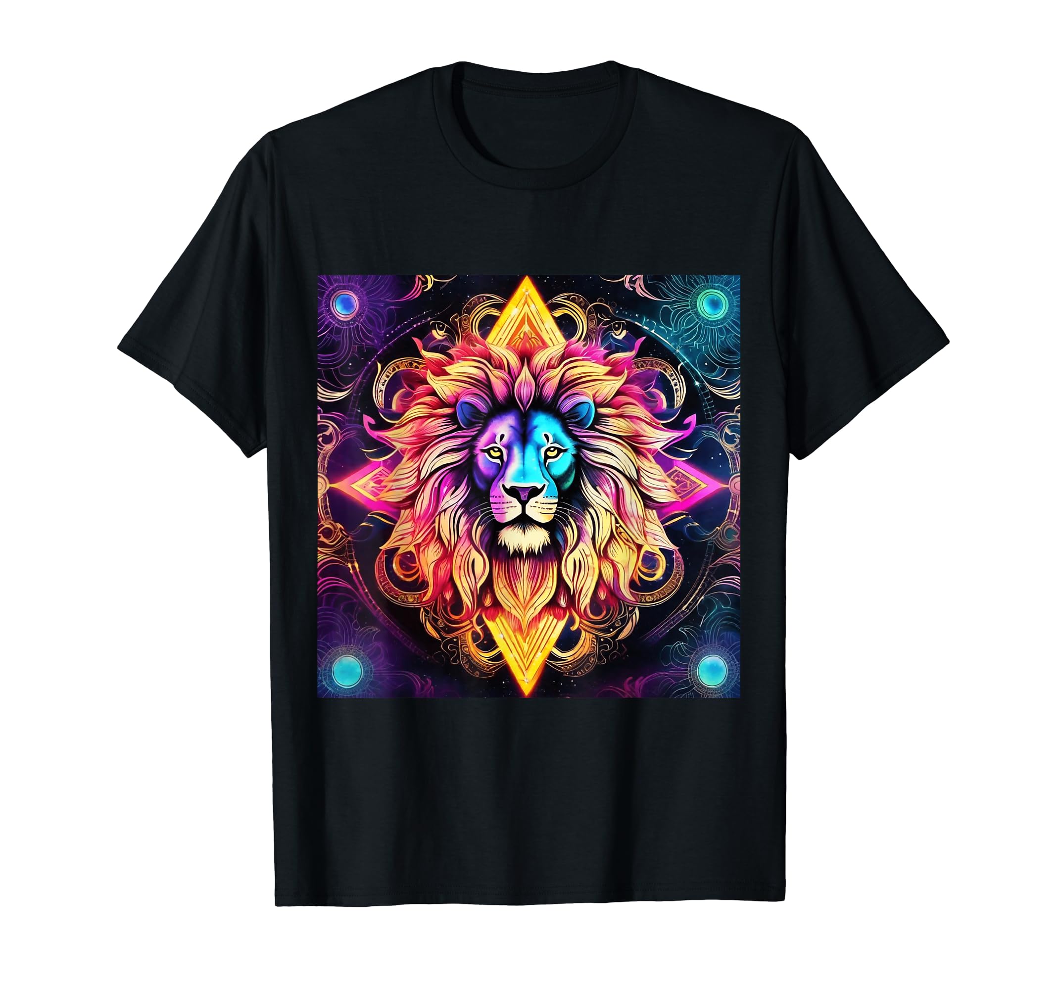 Synthwave Trippy 80S Lion Rainbow Kitty T-Shirt - Trendy Graphic Men Women - T-Shirt, Sweatshirt, Hoodie