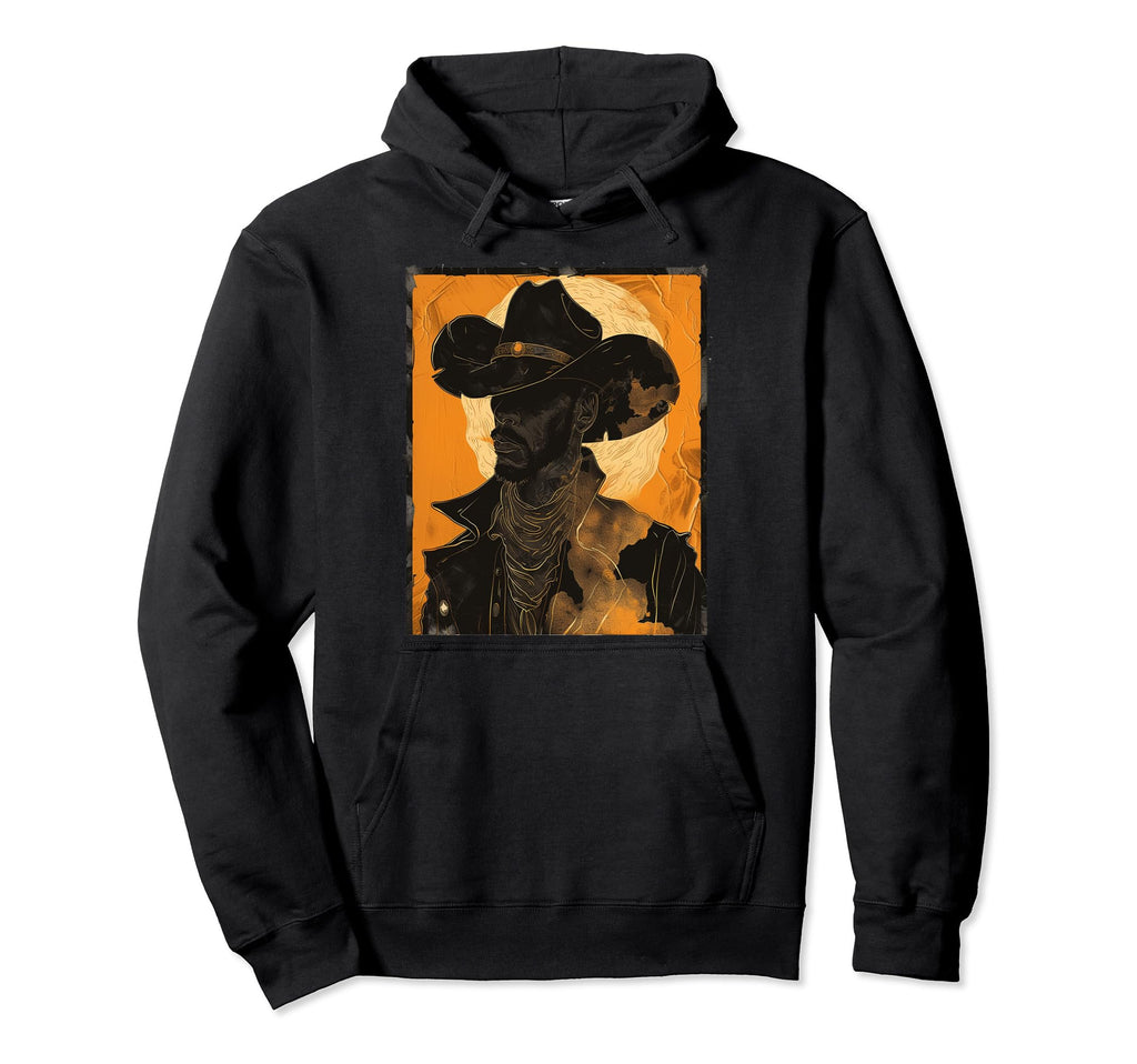 Young Black Western Cowboy Wearing Hoodie - Aesthetic Graphic Men Women - T-Shirt, Sweatshirt, Hoodie