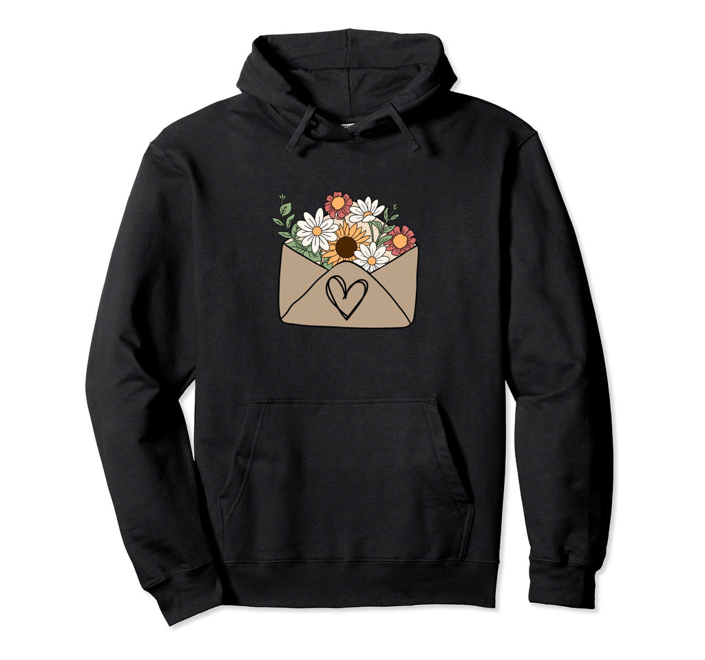 Flowers Envelope Wildflowers Heart Hoodie - Custom Art Print Men Women - T-Shirt, Sweatshirt, Hoodie