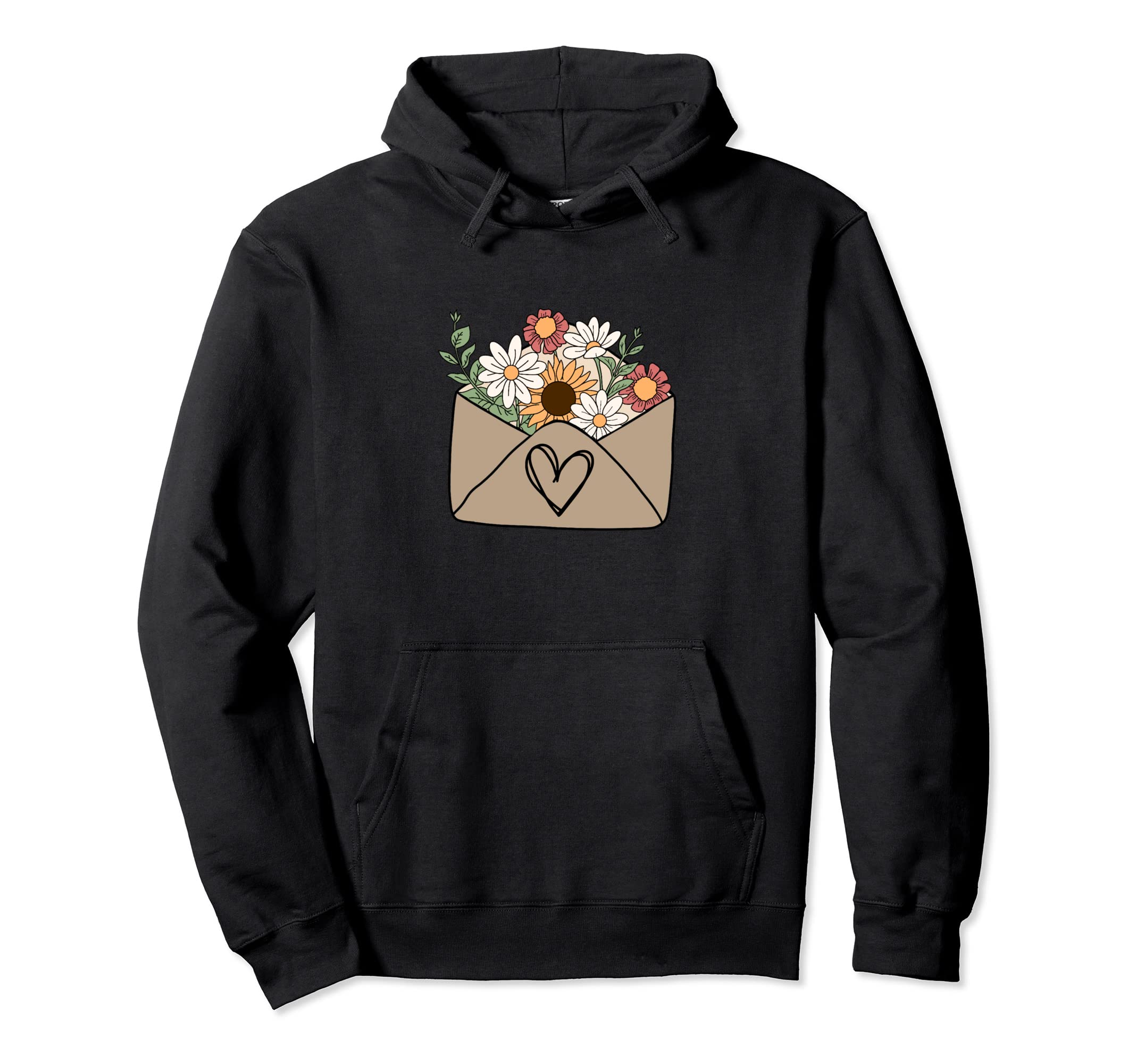 Flowers Envelope Wildflowers Heart Hoodie - Custom Art Print Men Women - T-Shirt, Sweatshirt, Hoodie